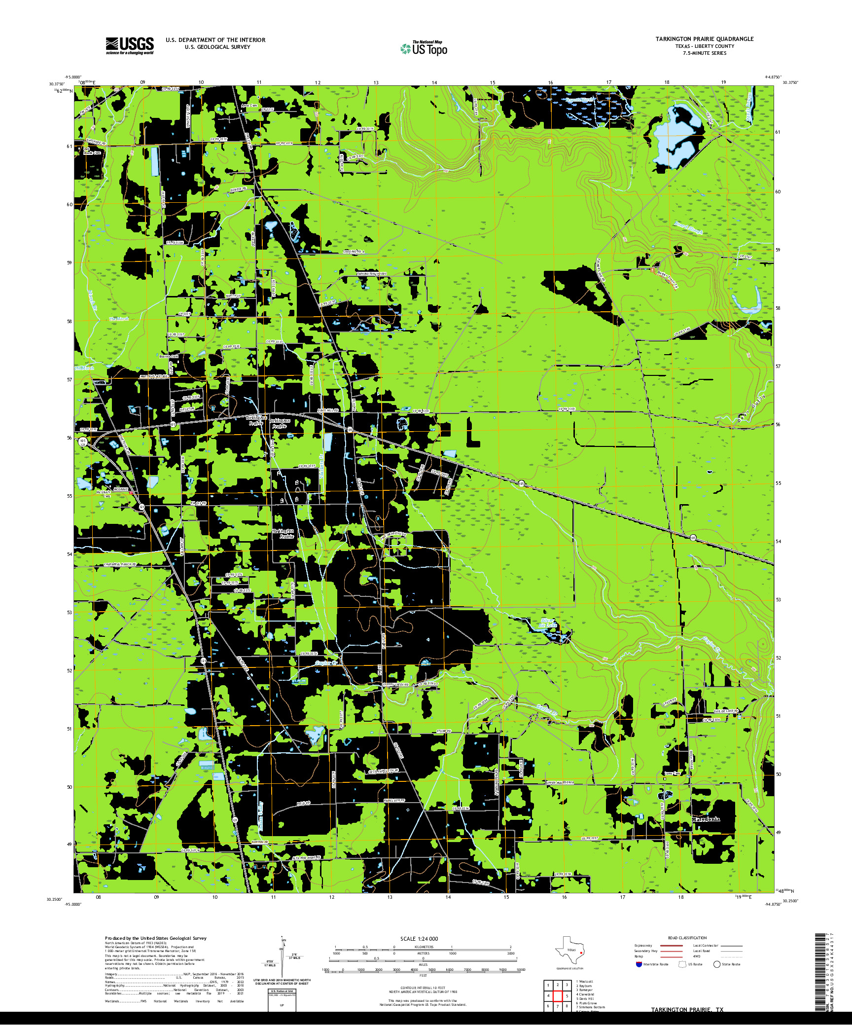 US TOPO 7.5-MINUTE MAP FOR TARKINGTON PRAIRIE, TX