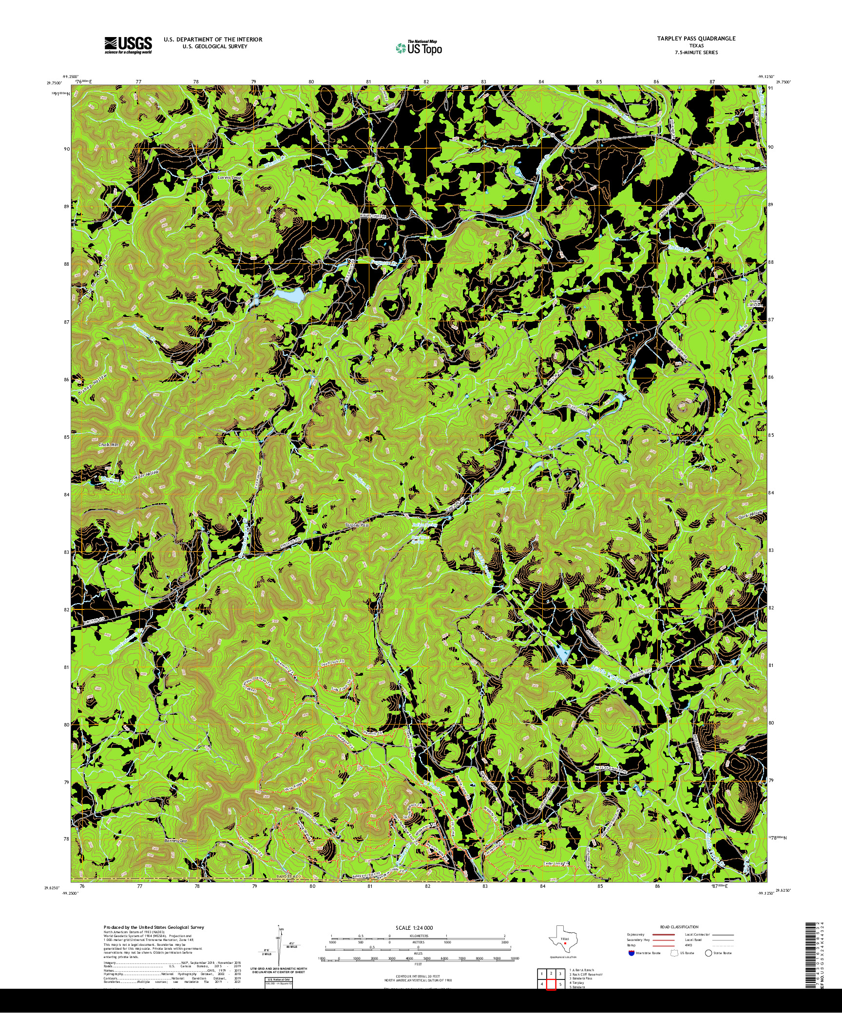 US TOPO 7.5-MINUTE MAP FOR TARPLEY PASS, TX