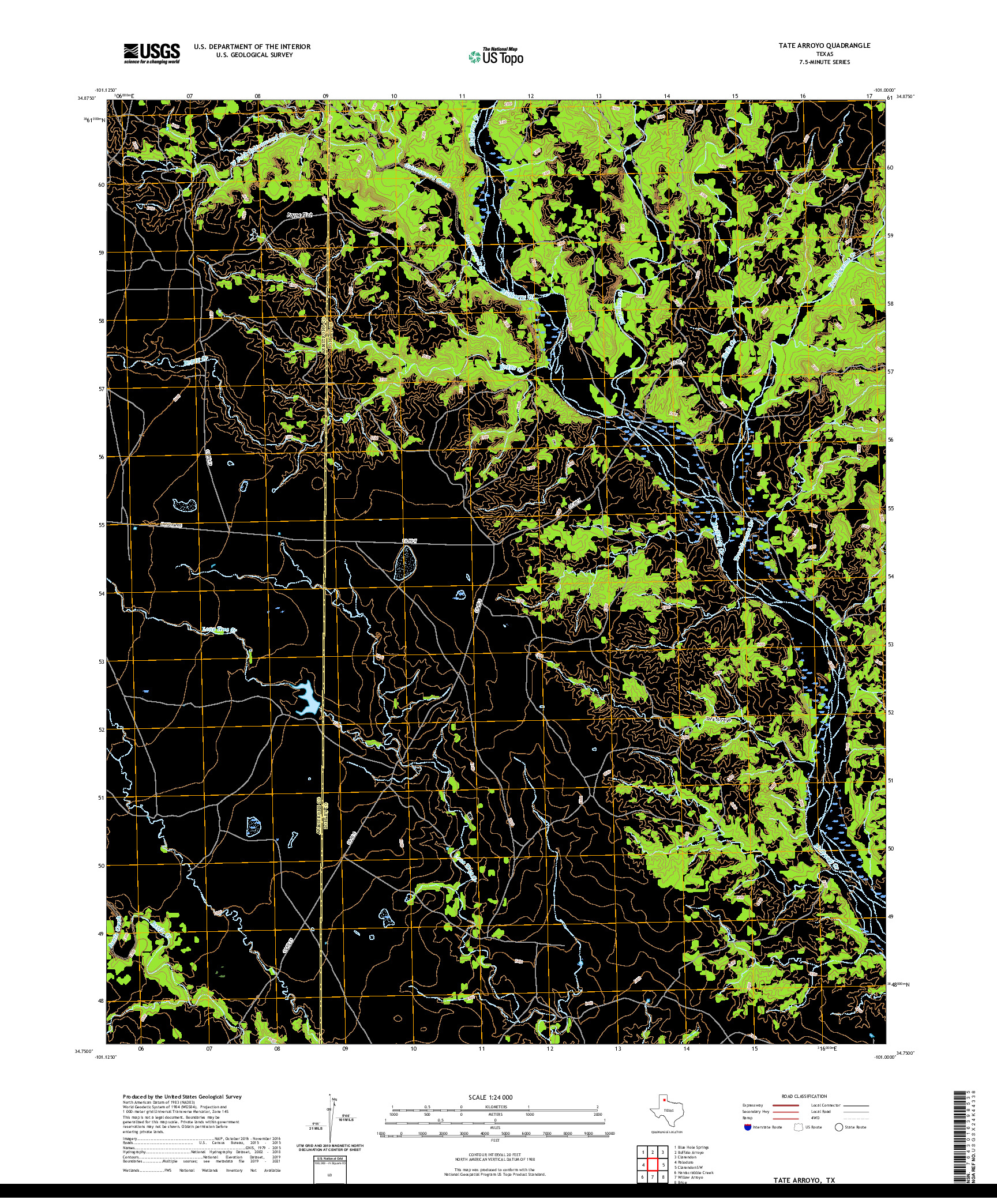 US TOPO 7.5-MINUTE MAP FOR TATE ARROYO, TX