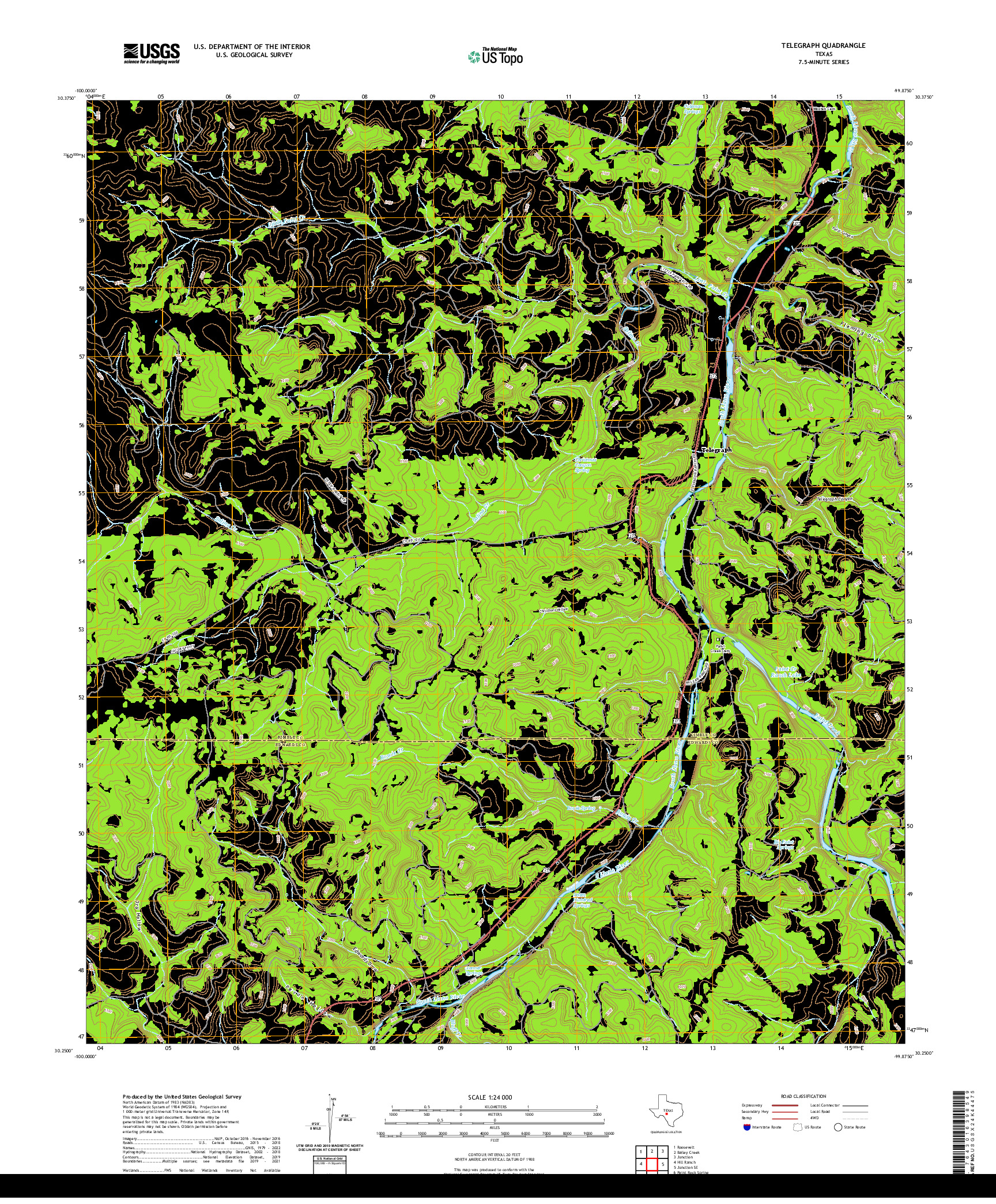 US TOPO 7.5-MINUTE MAP FOR TELEGRAPH, TX