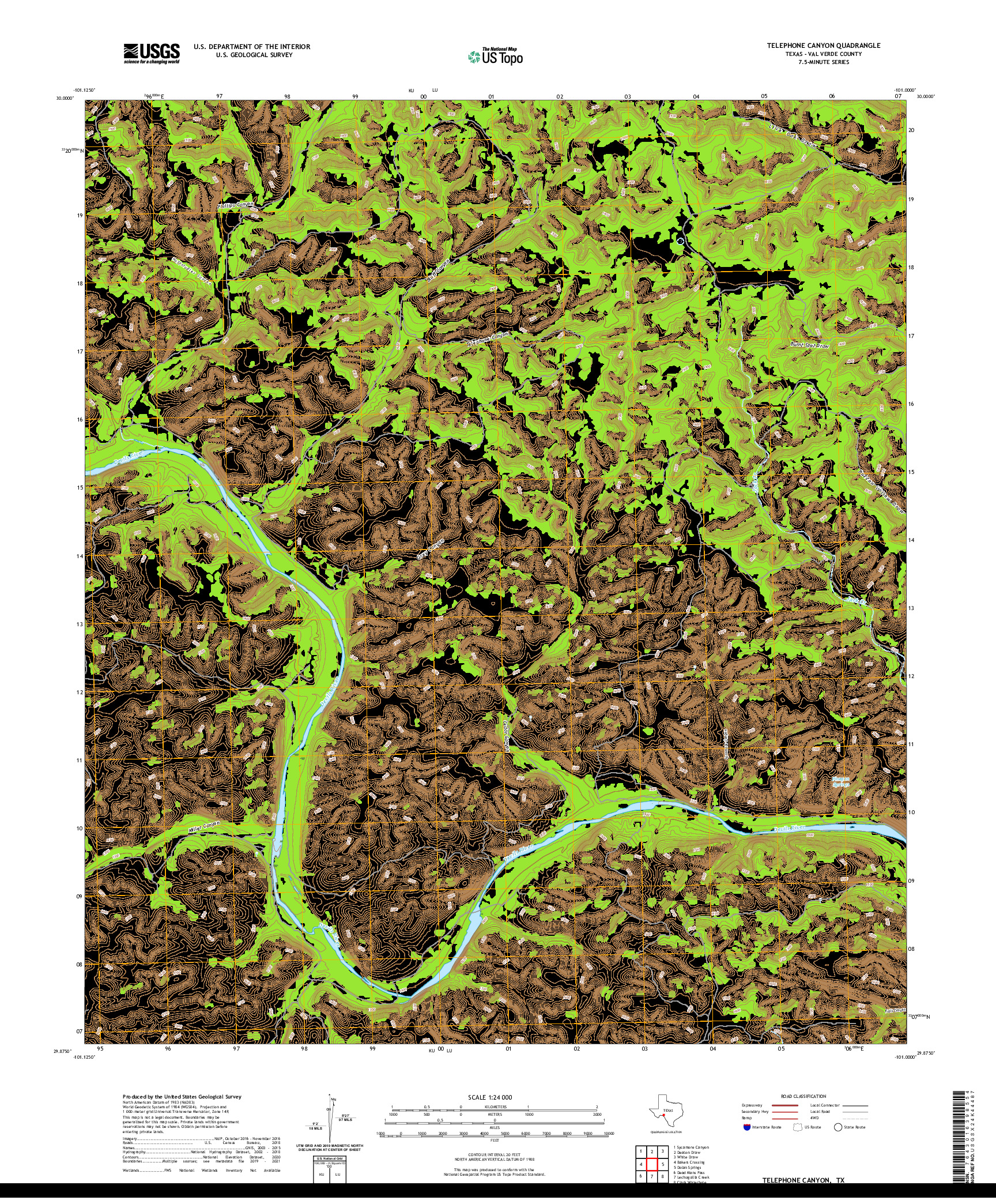 US TOPO 7.5-MINUTE MAP FOR TELEPHONE CANYON, TX