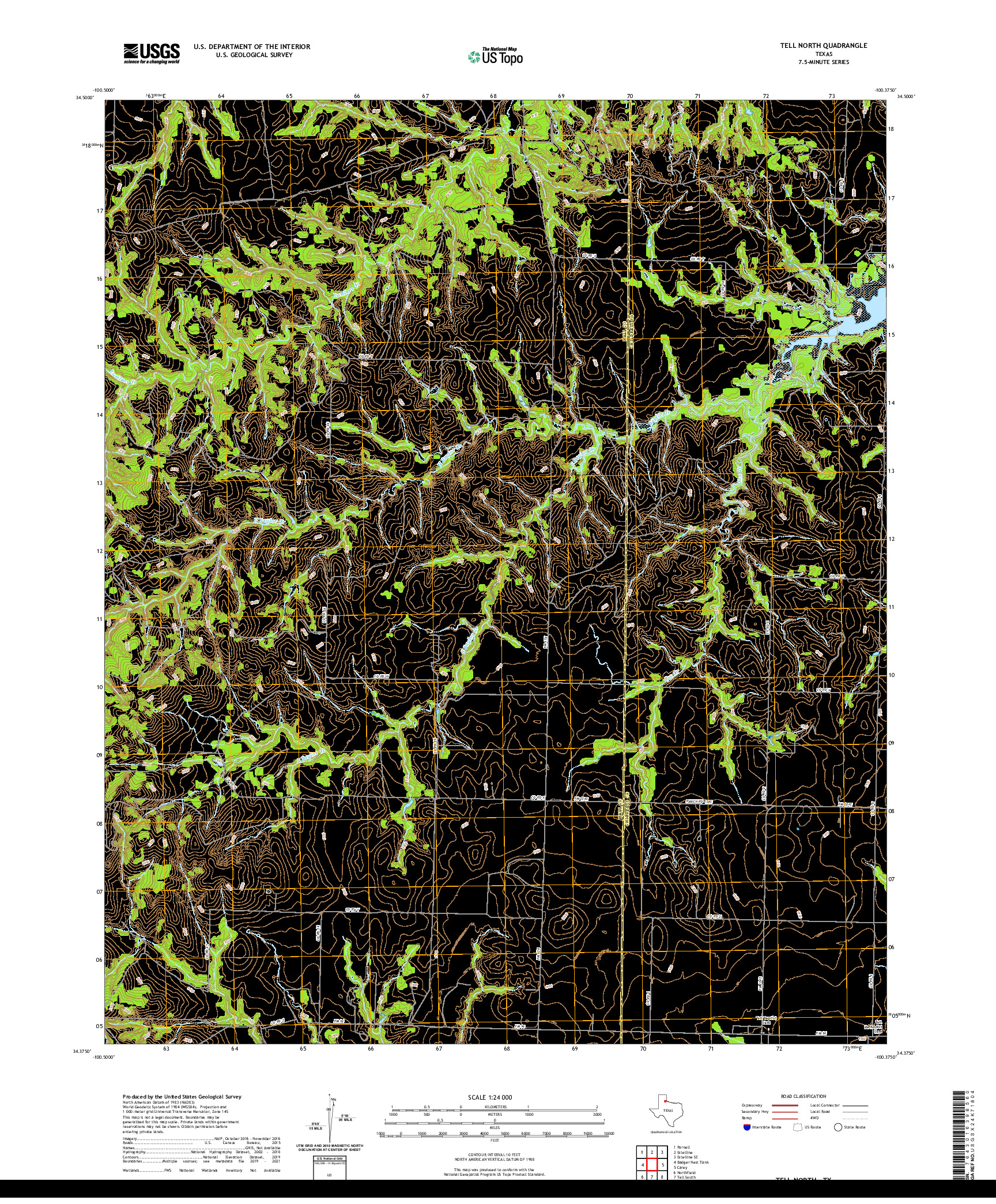 US TOPO 7.5-MINUTE MAP FOR TELL NORTH, TX