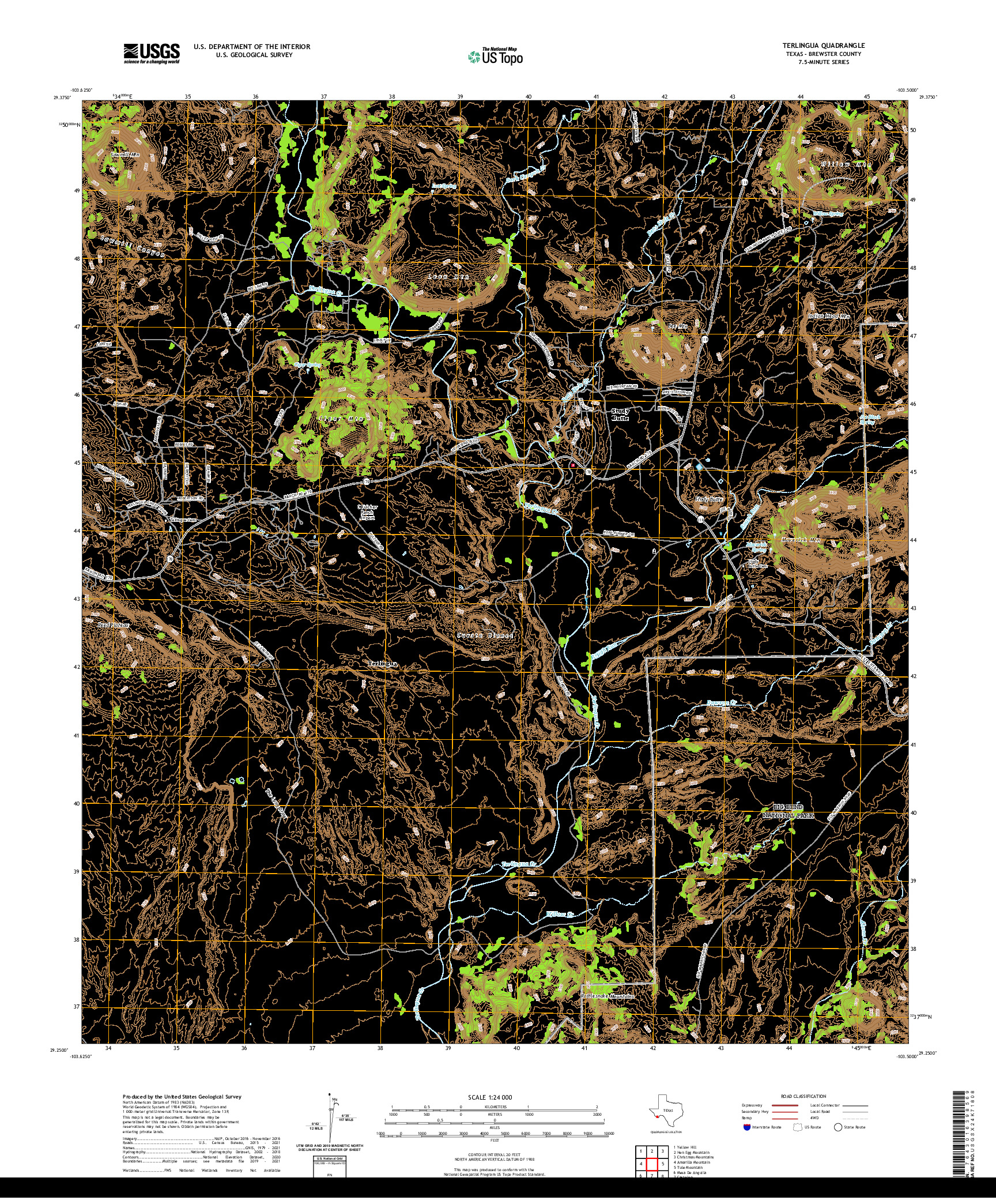 US TOPO 7.5-MINUTE MAP FOR TERLINGUA, TX