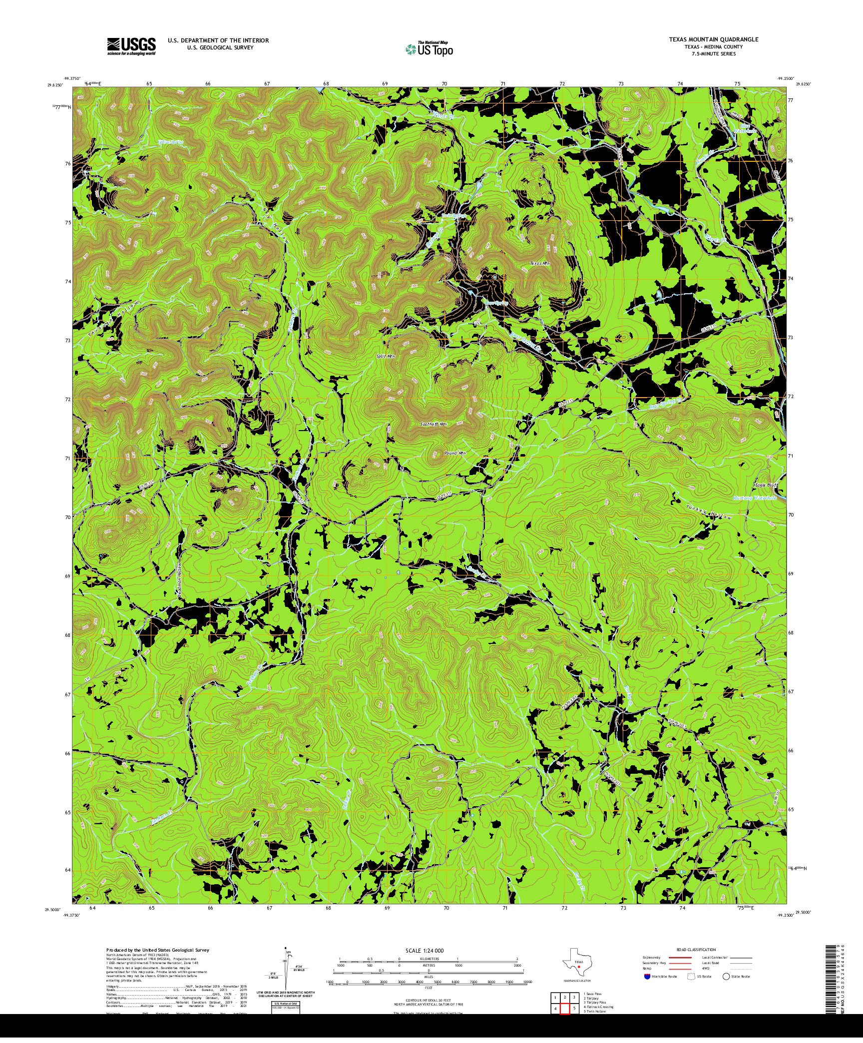 US TOPO 7.5-MINUTE MAP FOR TEXAS MOUNTAIN, TX