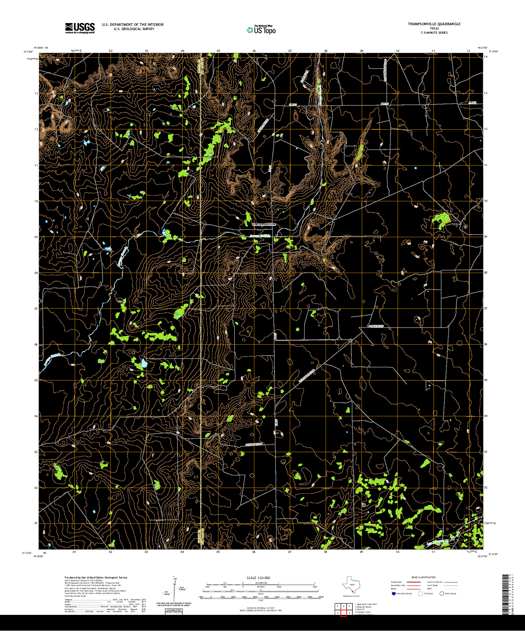 US TOPO 7.5-MINUTE MAP FOR THOMPSONVILLE, TX