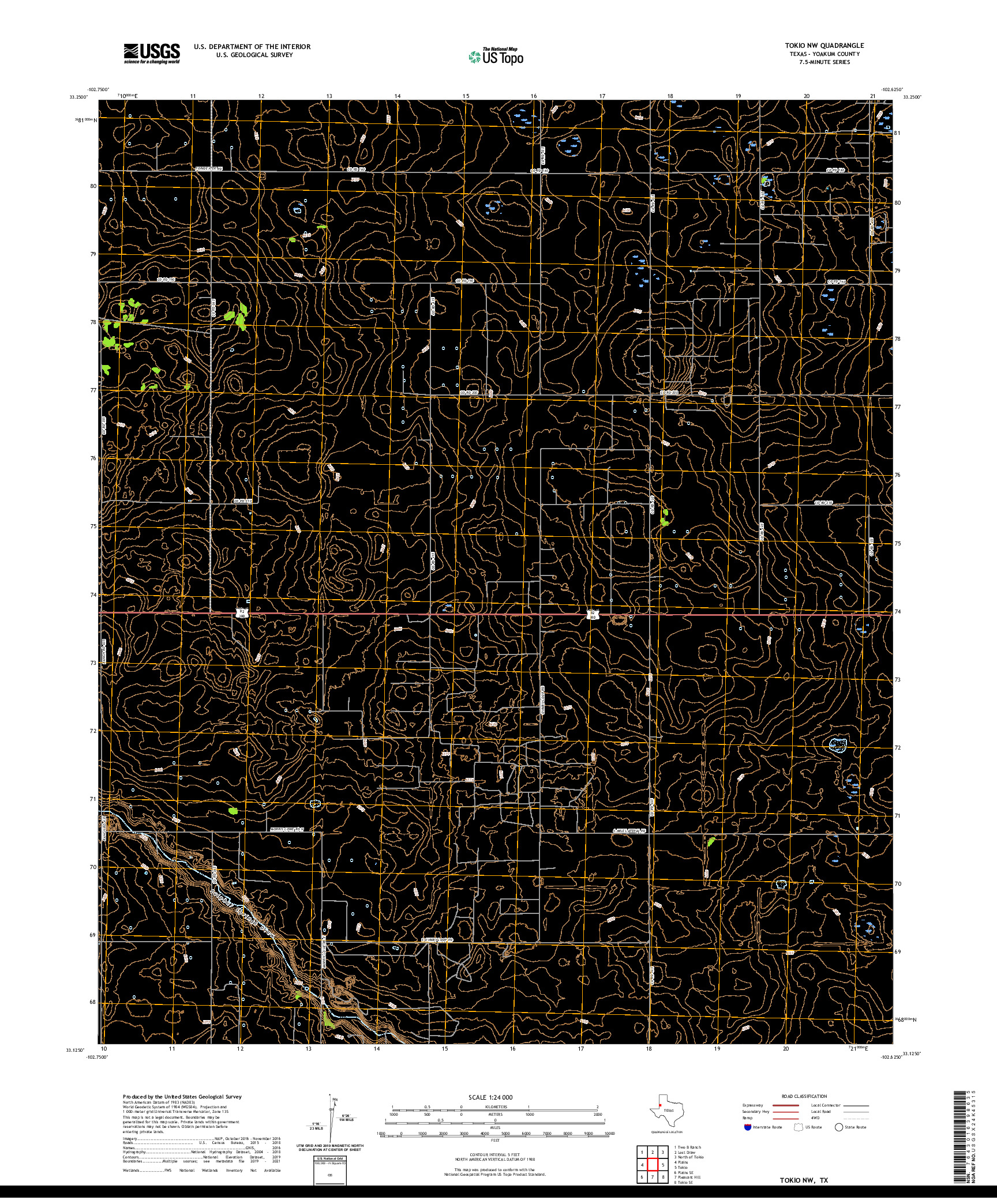 US TOPO 7.5-MINUTE MAP FOR TOKIO NW, TX