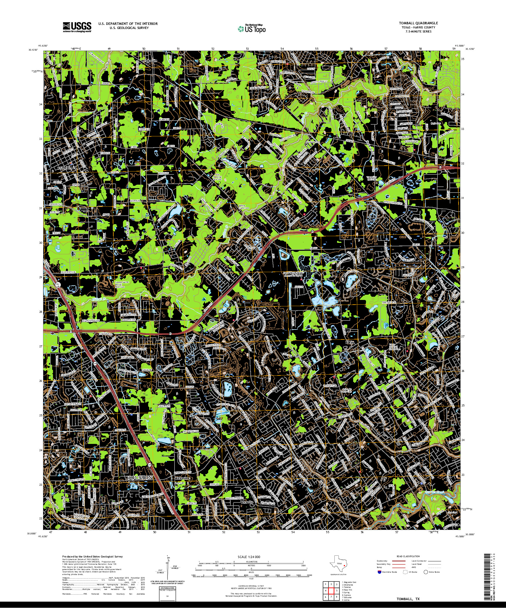 US TOPO 7.5-MINUTE MAP FOR TOMBALL, TX