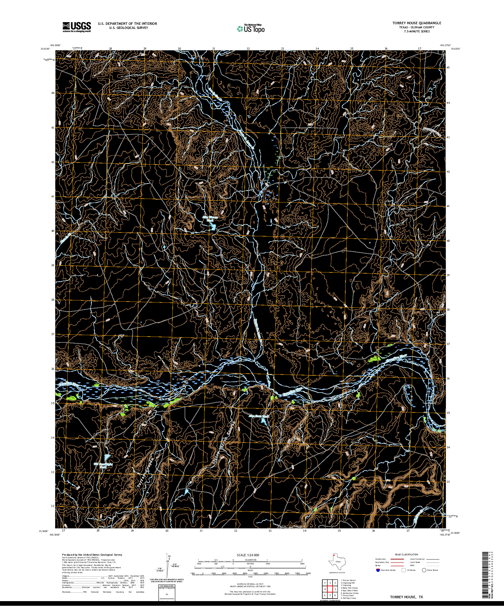 US TOPO 7.5-MINUTE MAP FOR TORREY HOUSE, TX