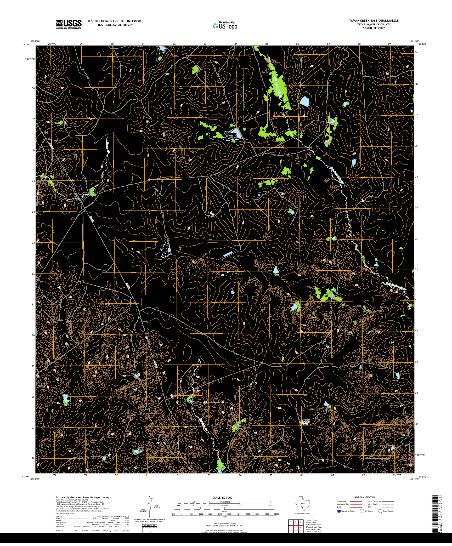 US TOPO 7.5-MINUTE MAP FOR TOVAR CREEK EAST, TX