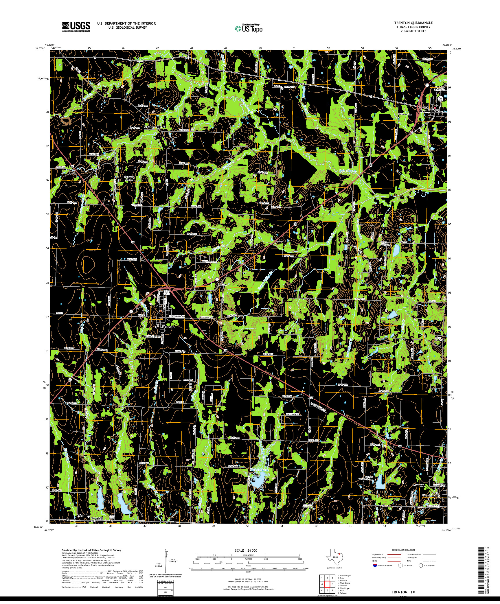 US TOPO 7.5-MINUTE MAP FOR TRENTON, TX