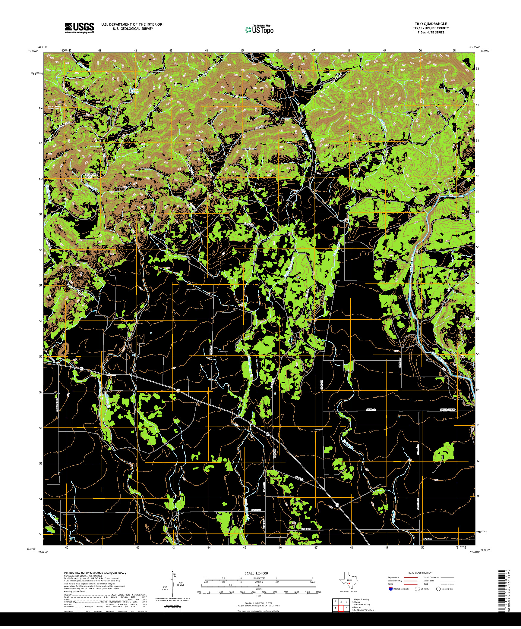 US TOPO 7.5-MINUTE MAP FOR TRIO, TX