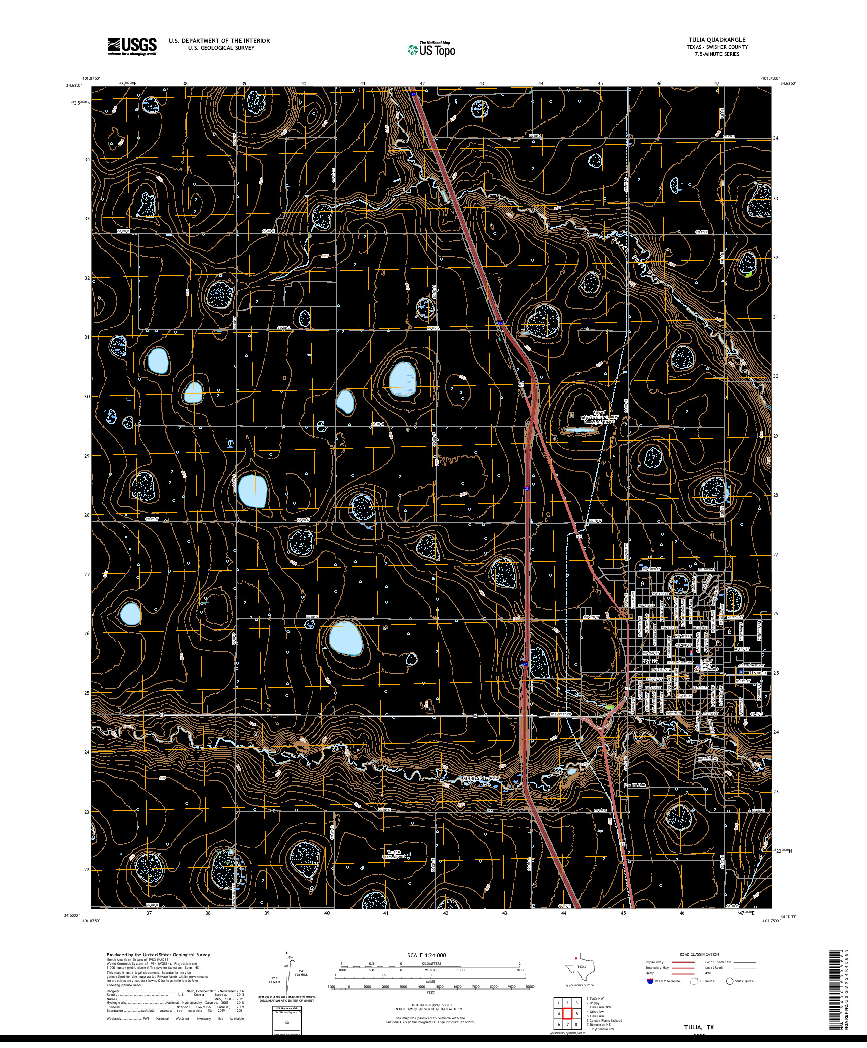 US TOPO 7.5-MINUTE MAP FOR TULIA, TX