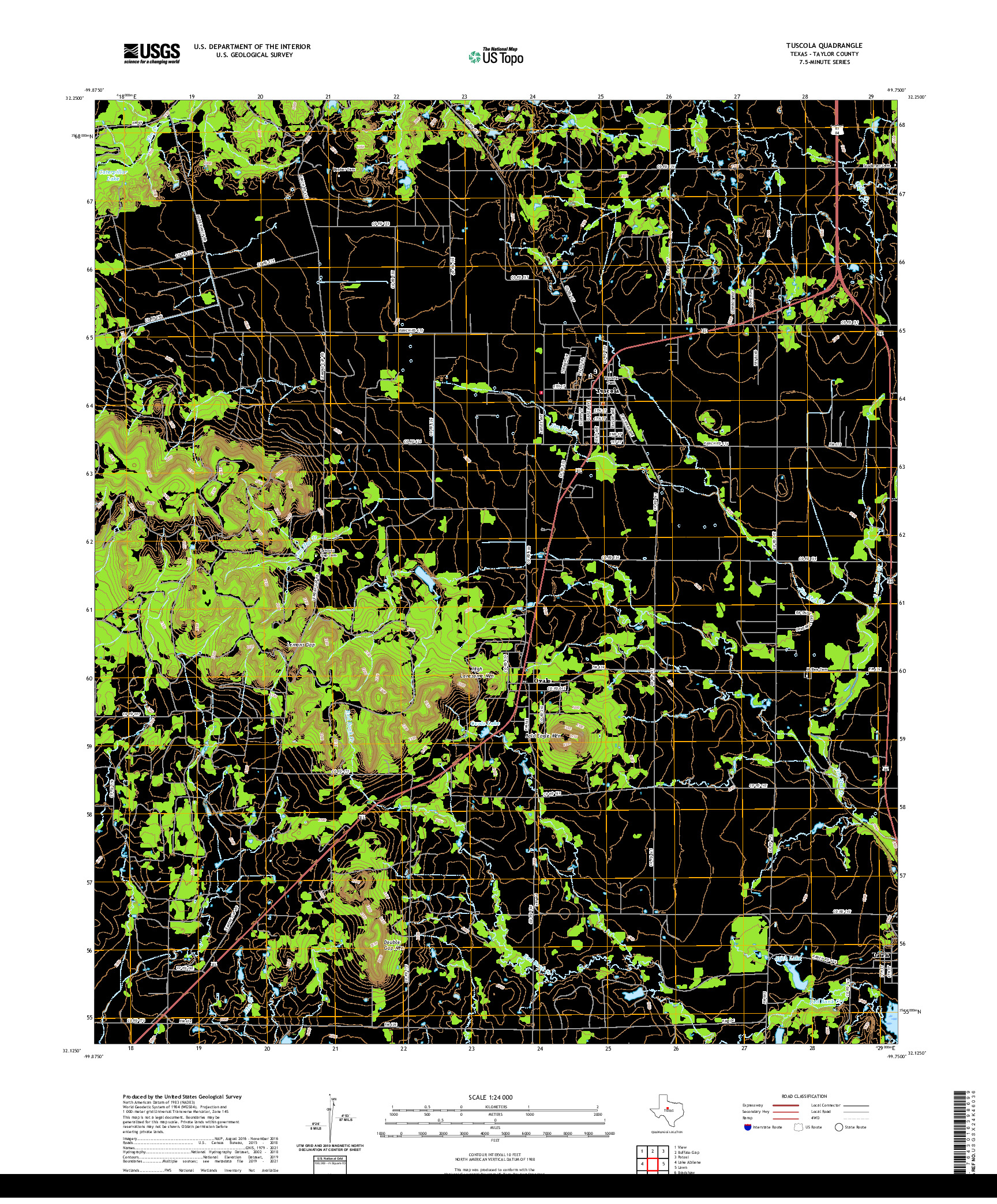 US TOPO 7.5-MINUTE MAP FOR TUSCOLA, TX