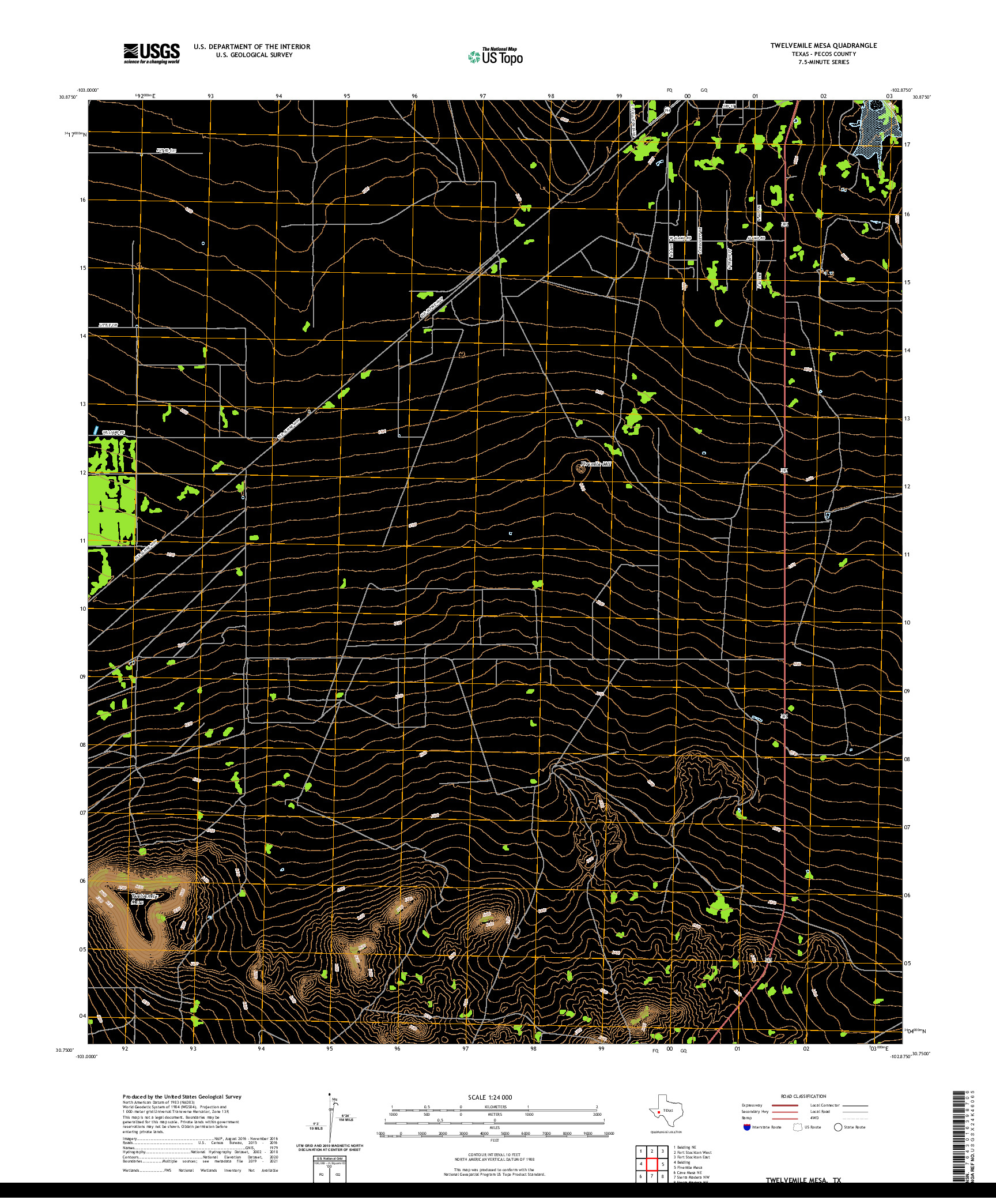 US TOPO 7.5-MINUTE MAP FOR TWELVEMILE MESA, TX