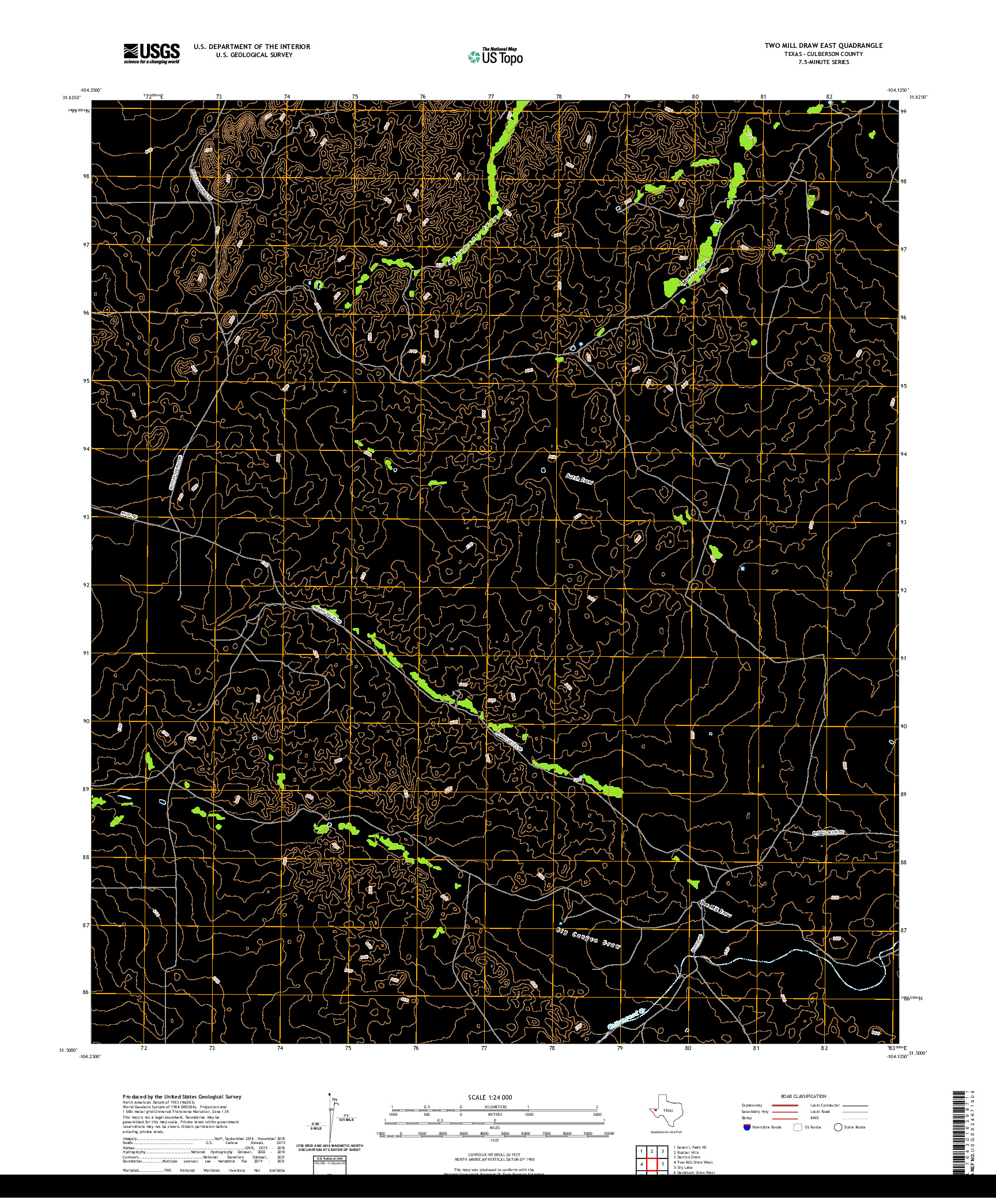 US TOPO 7.5-MINUTE MAP FOR TWO MILL DRAW EAST, TX