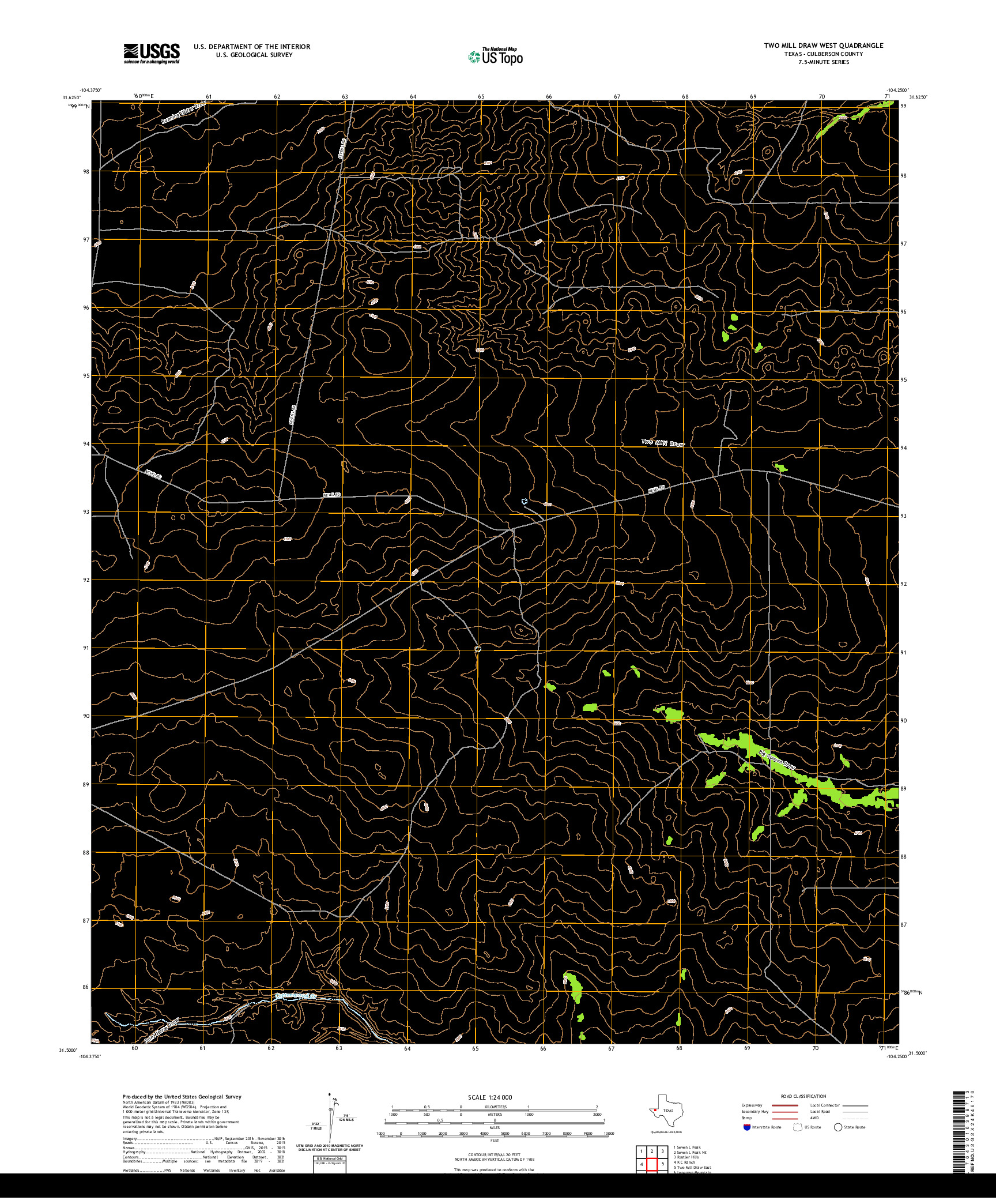 US TOPO 7.5-MINUTE MAP FOR TWO MILL DRAW WEST, TX