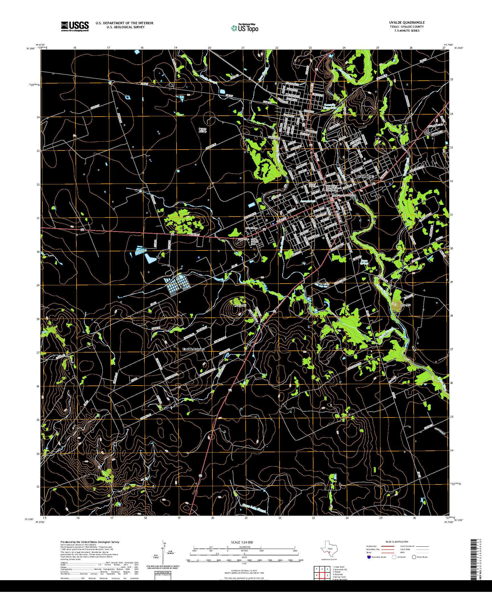 US TOPO 7.5-MINUTE MAP FOR UVALDE, TX