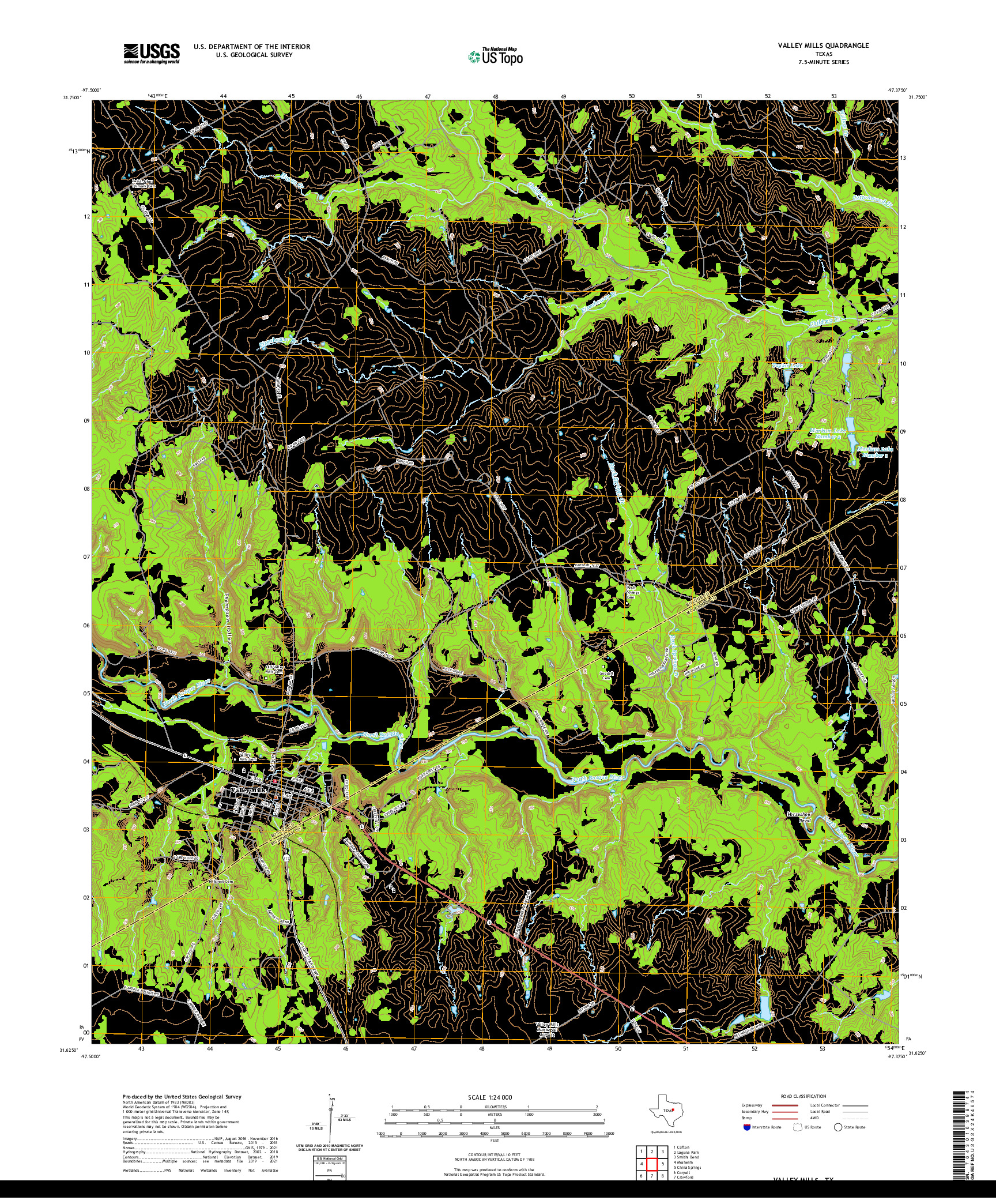 US TOPO 7.5-MINUTE MAP FOR VALLEY MILLS, TX