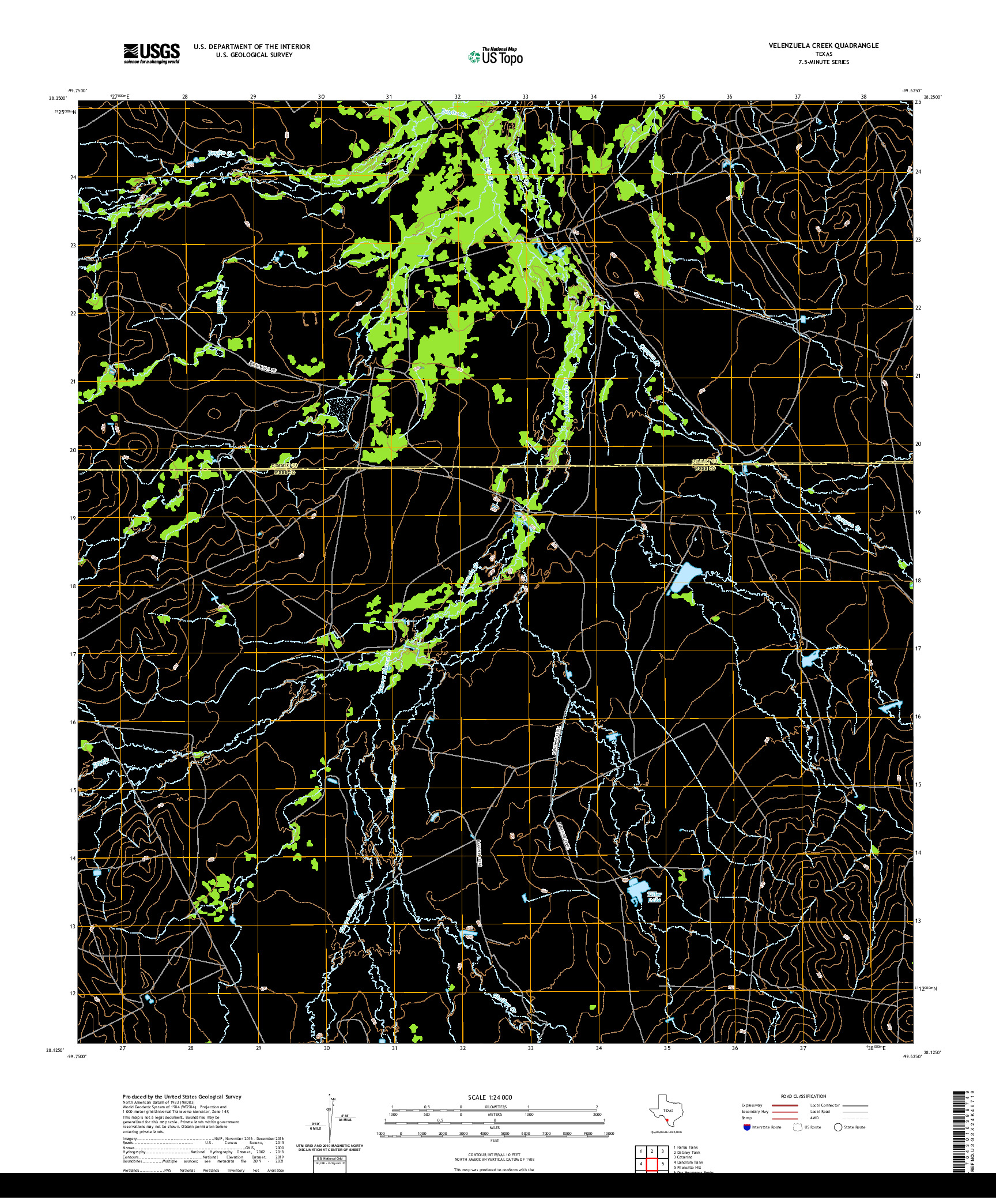 US TOPO 7.5-MINUTE MAP FOR VELENZUELA CREEK, TX