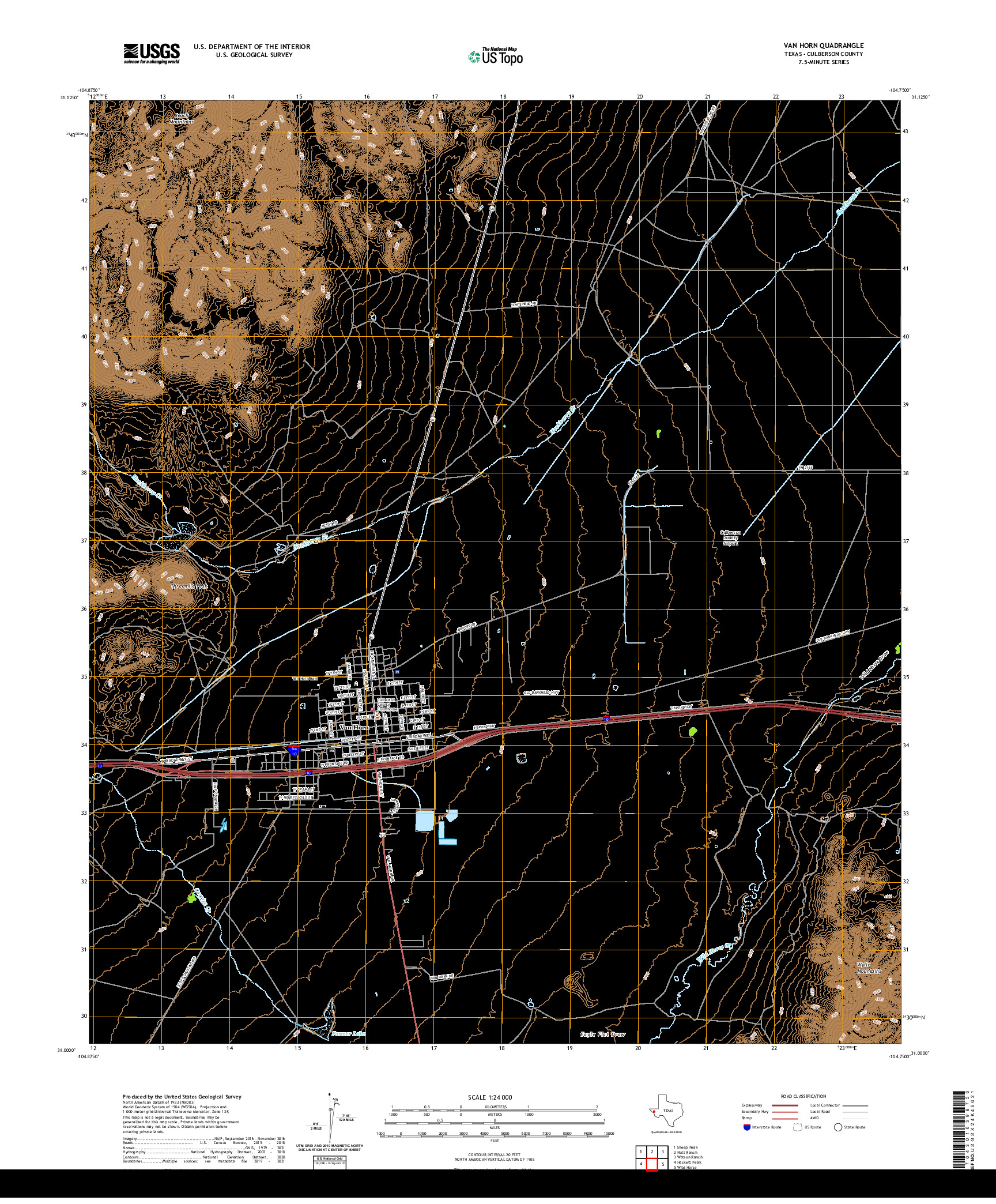 US TOPO 7.5-MINUTE MAP FOR VAN HORN, TX