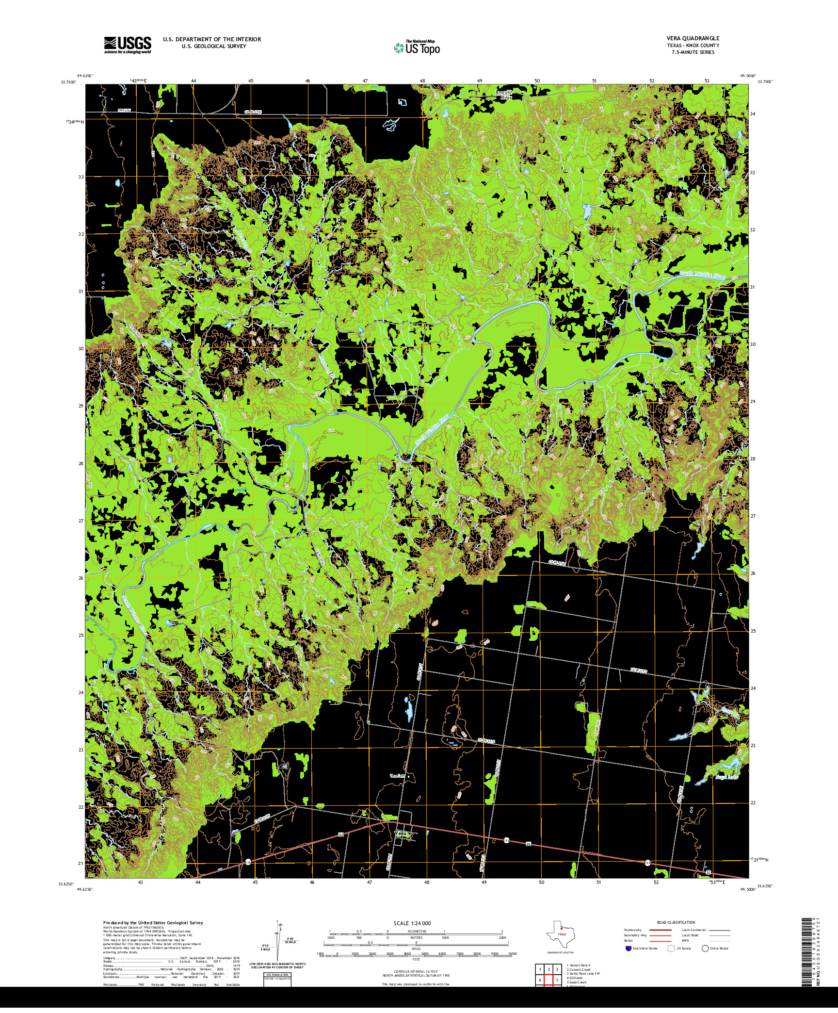 US TOPO 7.5-MINUTE MAP FOR VERA, TX