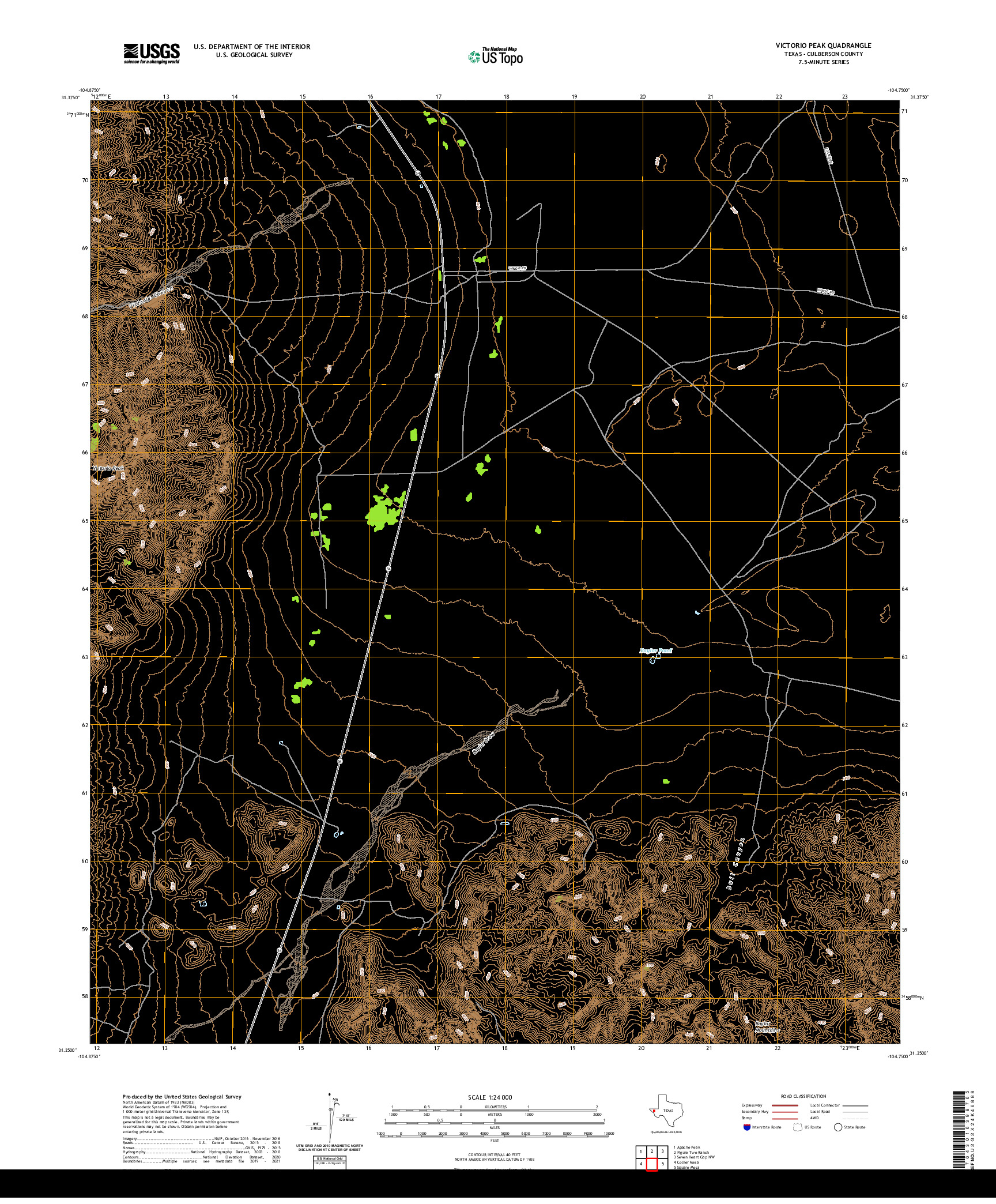 US TOPO 7.5-MINUTE MAP FOR VICTORIO PEAK, TX