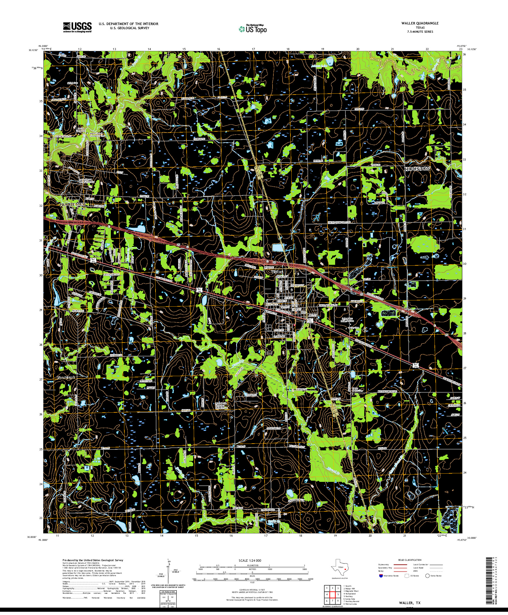 US TOPO 7.5-MINUTE MAP FOR WALLER, TX