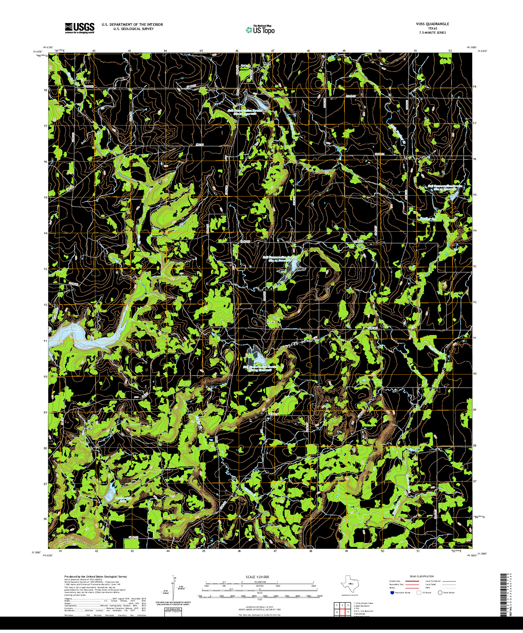 US TOPO 7.5-MINUTE MAP FOR VOSS, TX