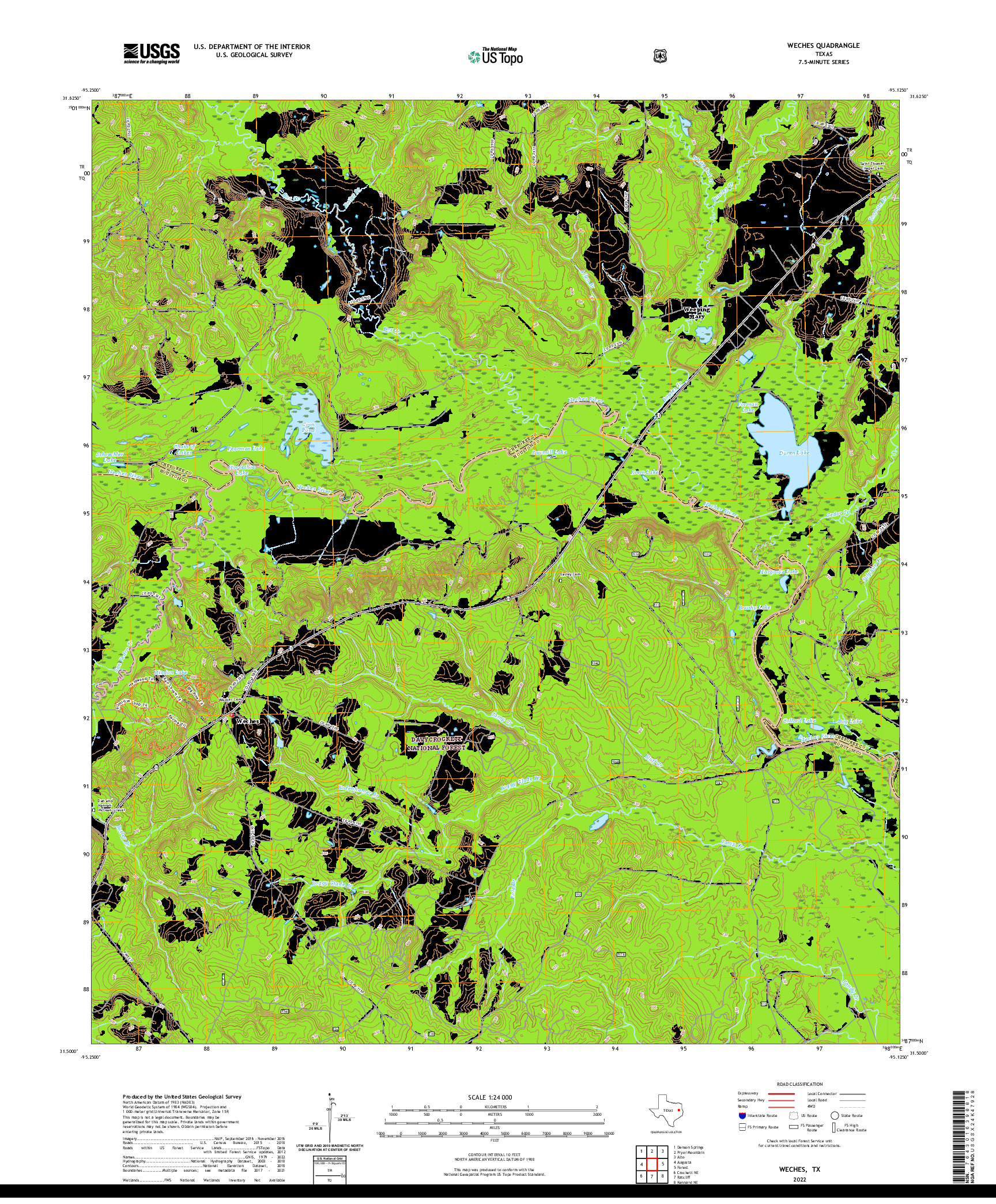 US TOPO 7.5-MINUTE MAP FOR WECHES, TX