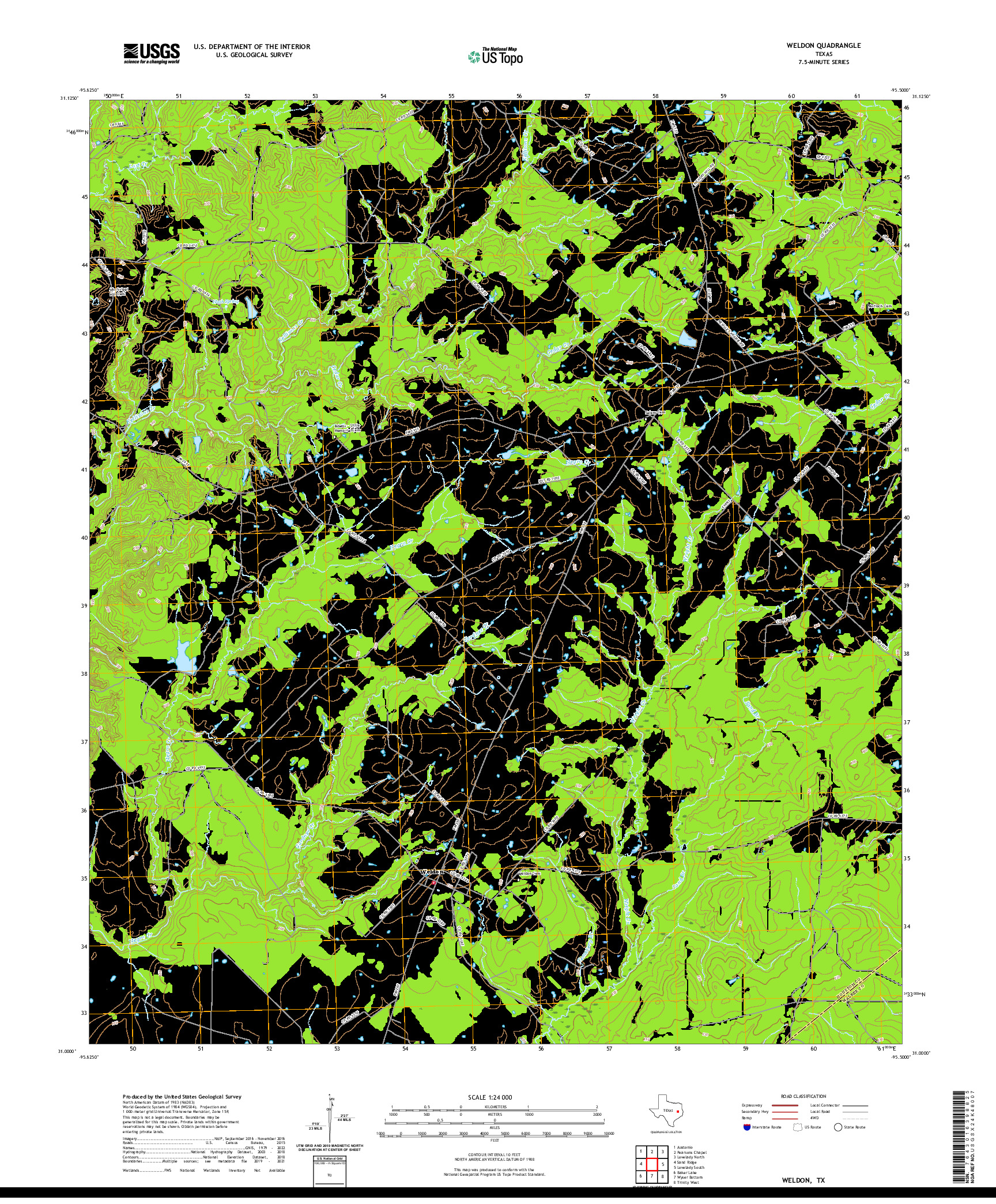 US TOPO 7.5-MINUTE MAP FOR WELDON, TX