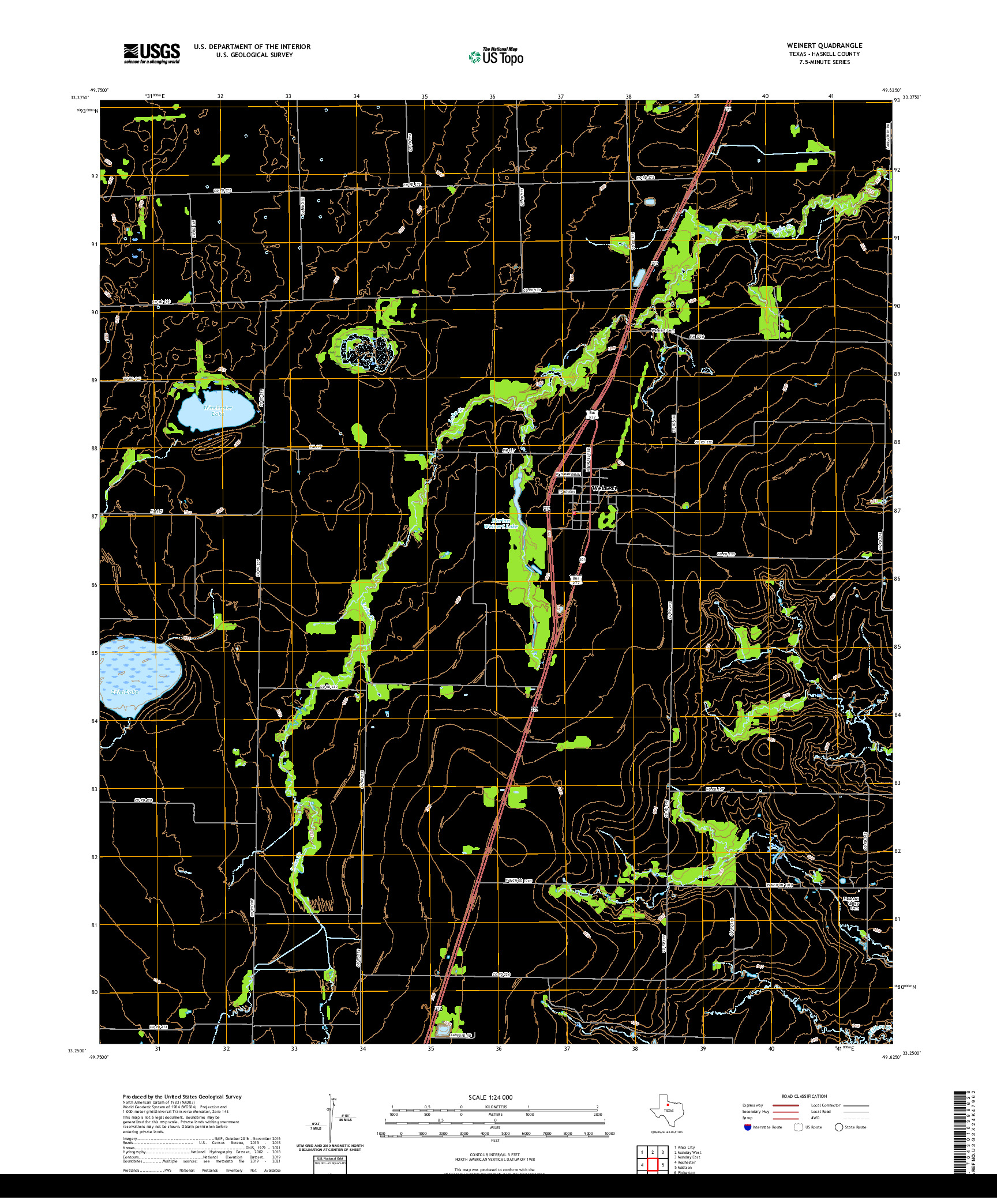 US TOPO 7.5-MINUTE MAP FOR WEINERT, TX