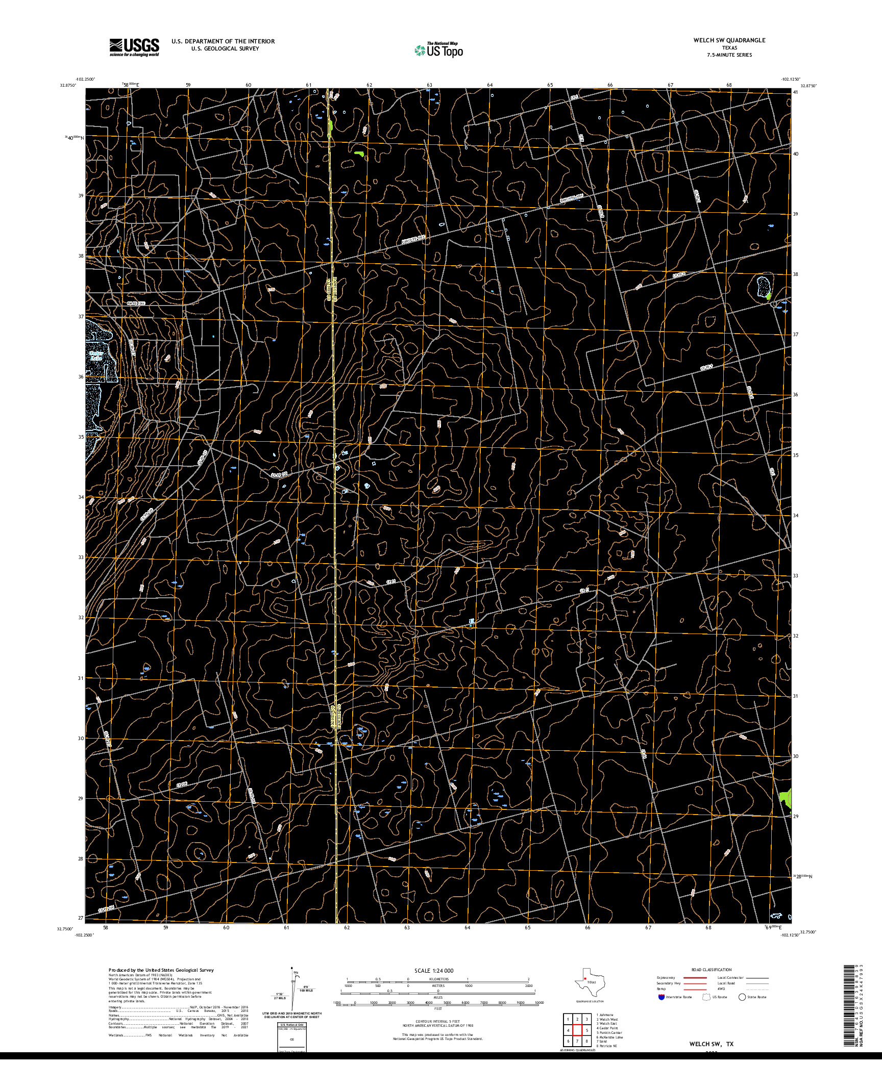 US TOPO 7.5-MINUTE MAP FOR WELCH SW, TX