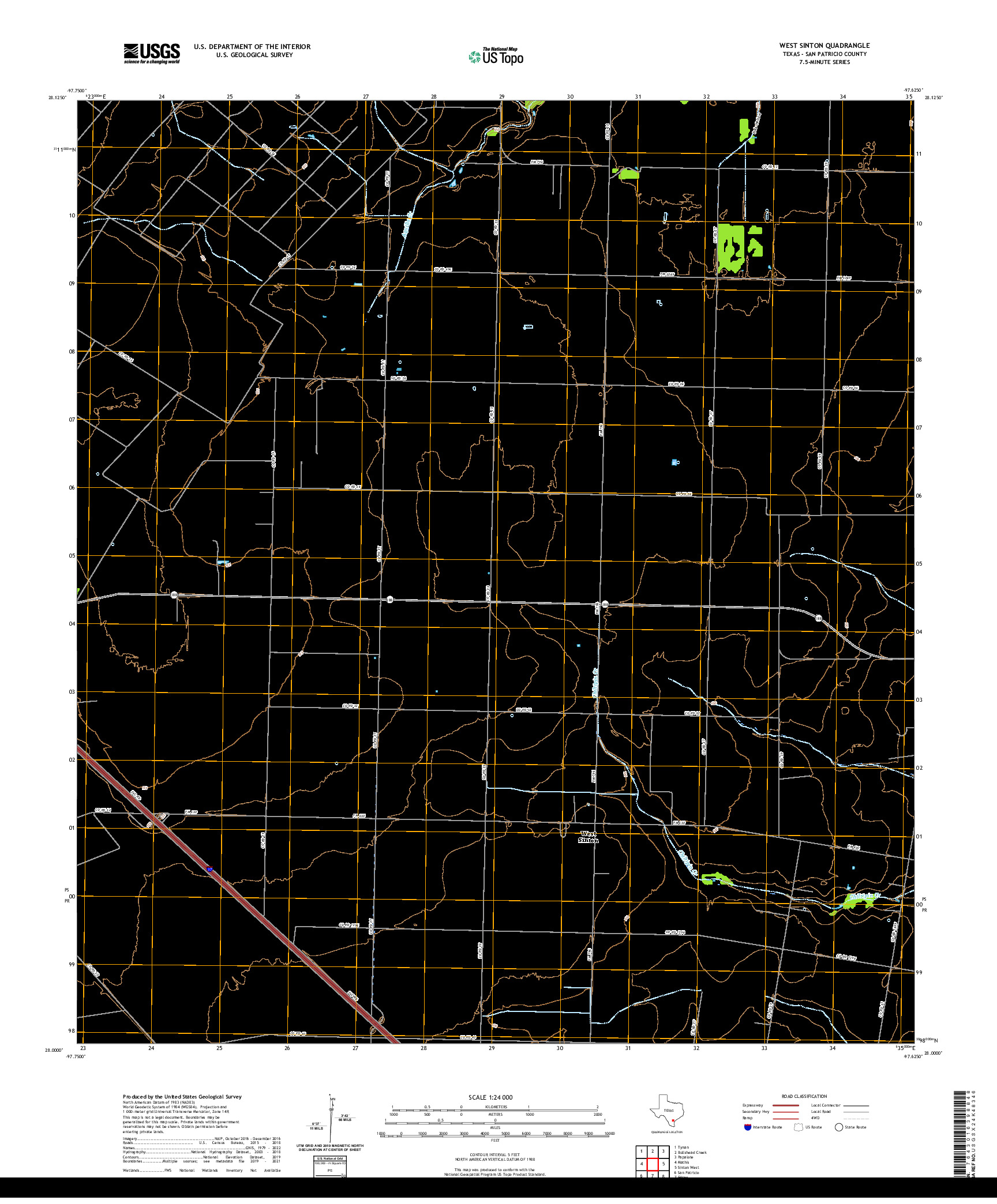 US TOPO 7.5-MINUTE MAP FOR WEST SINTON, TX