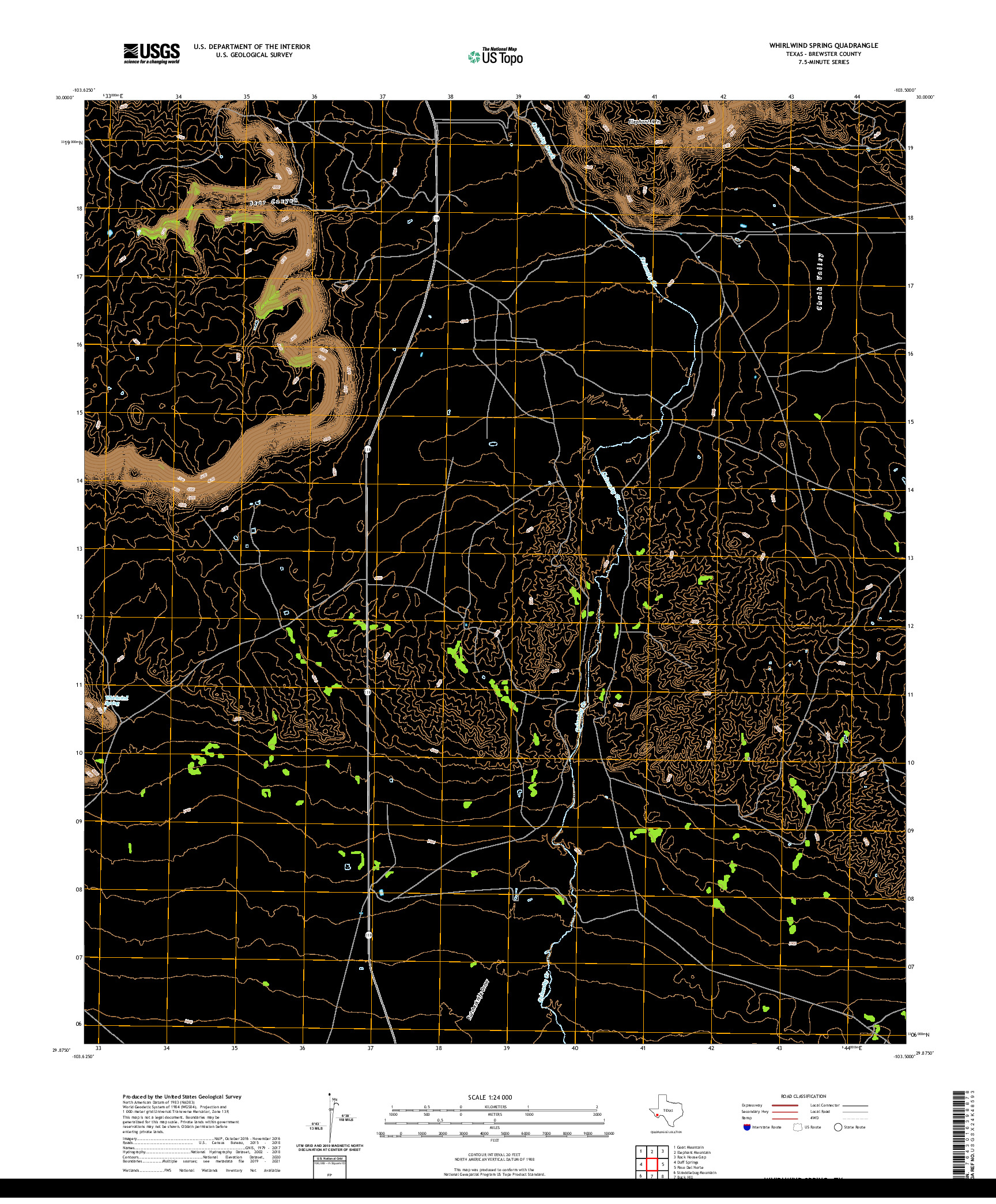 US TOPO 7.5-MINUTE MAP FOR WHIRLWIND SPRING, TX