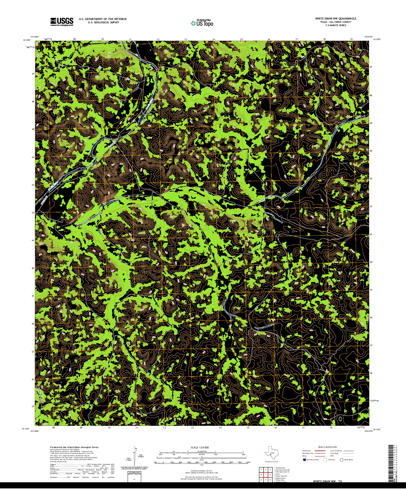 US TOPO 7.5-MINUTE MAP FOR WHITE DRAW NW, TX