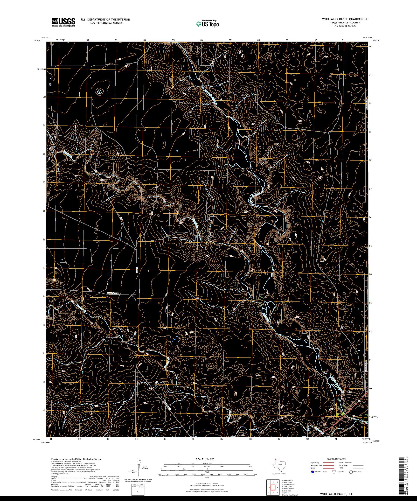 US TOPO 7.5-MINUTE MAP FOR WHITEAKER RANCH, TX