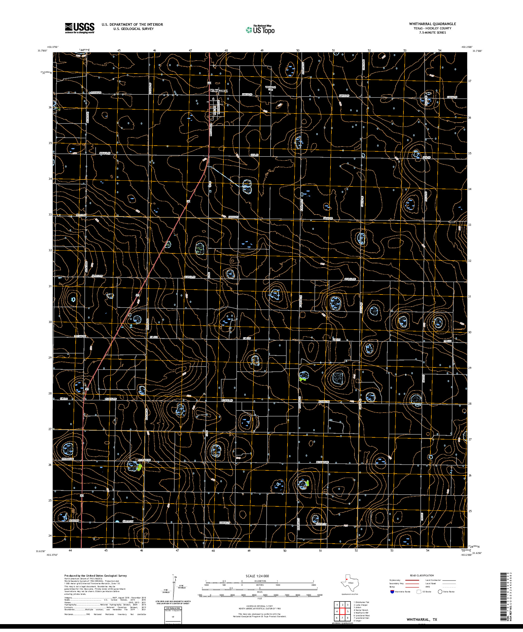 US TOPO 7.5-MINUTE MAP FOR WHITHARRAL, TX