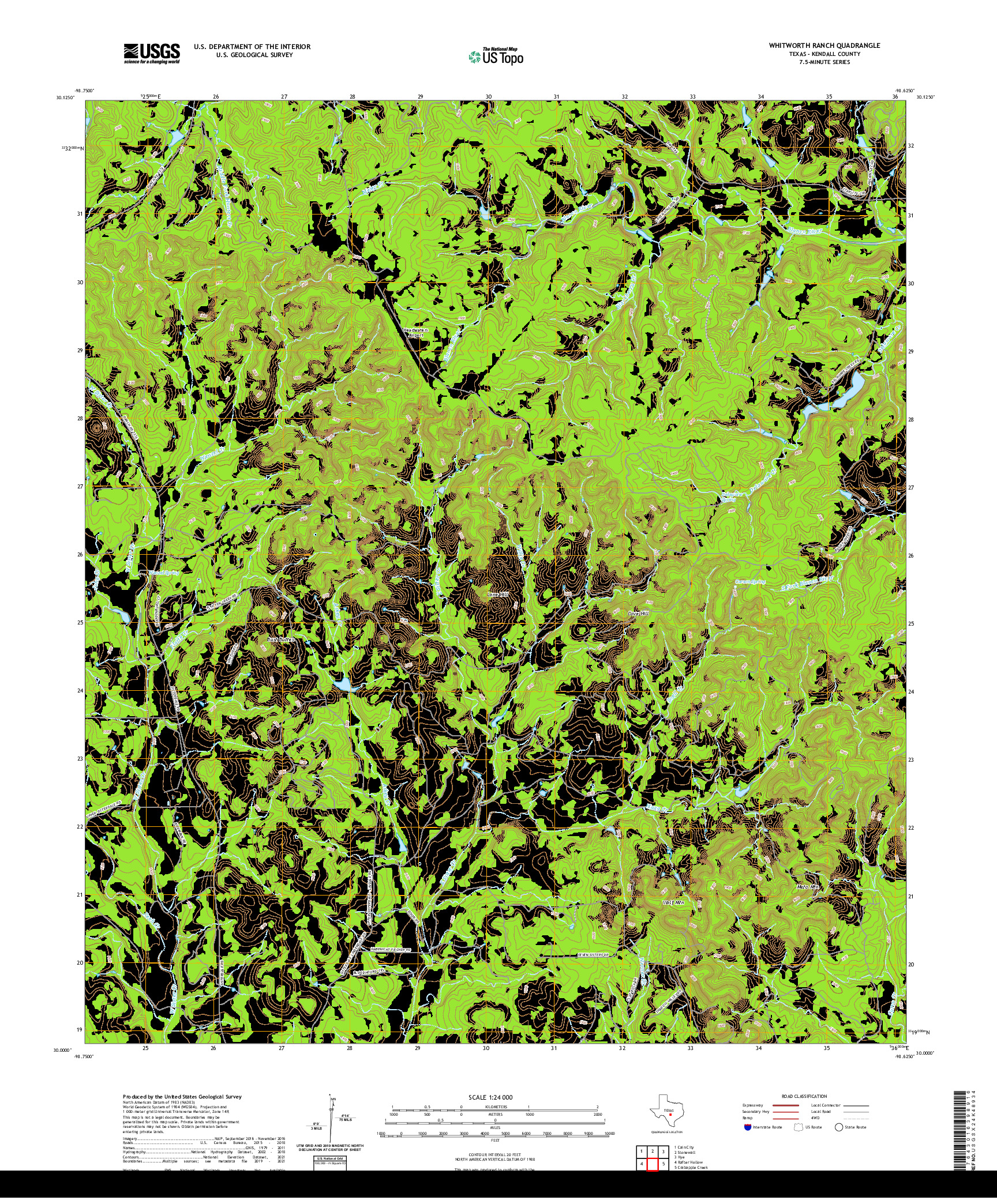 US TOPO 7.5-MINUTE MAP FOR WHITWORTH RANCH, TX