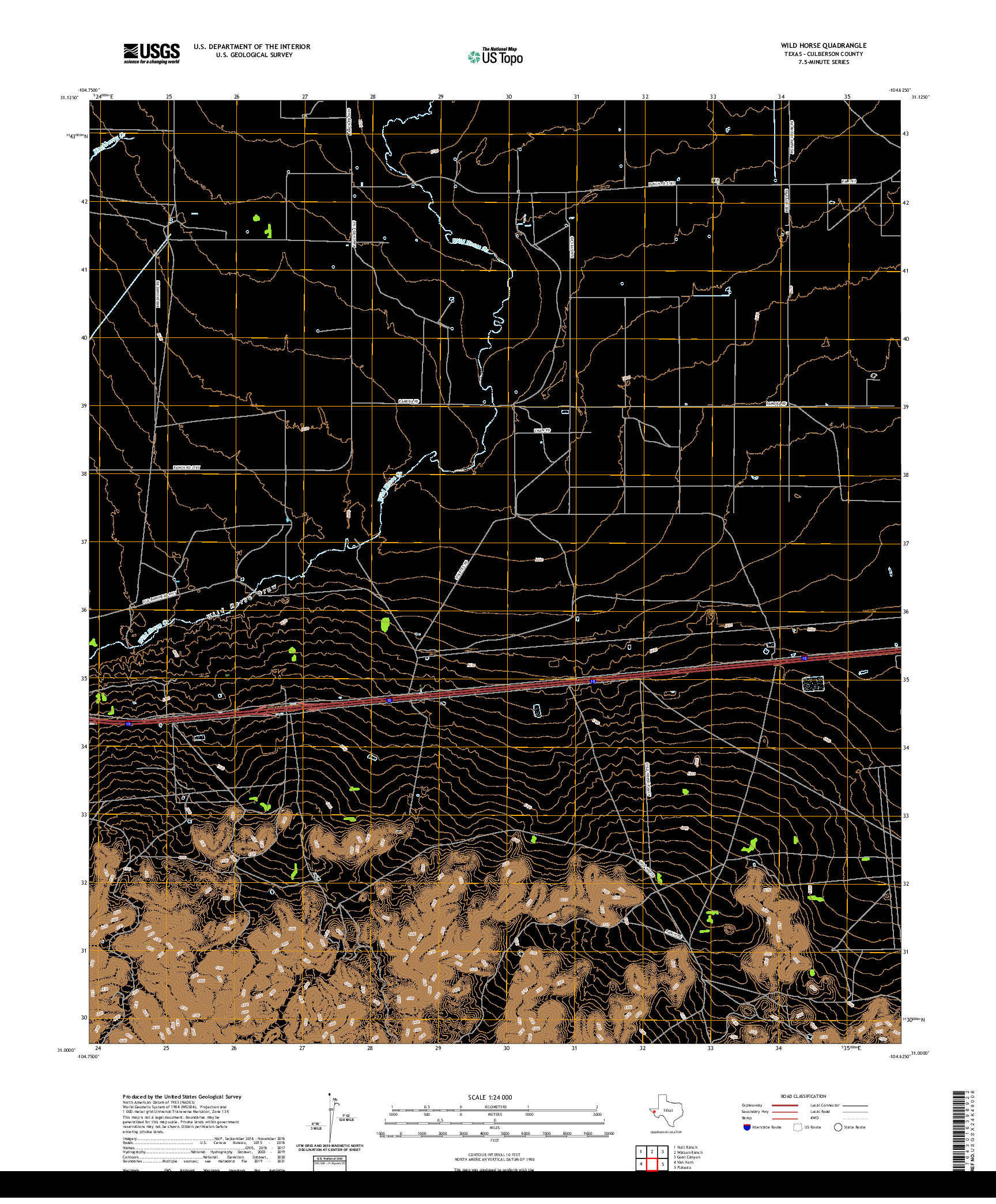 US TOPO 7.5-MINUTE MAP FOR WILD HORSE, TX