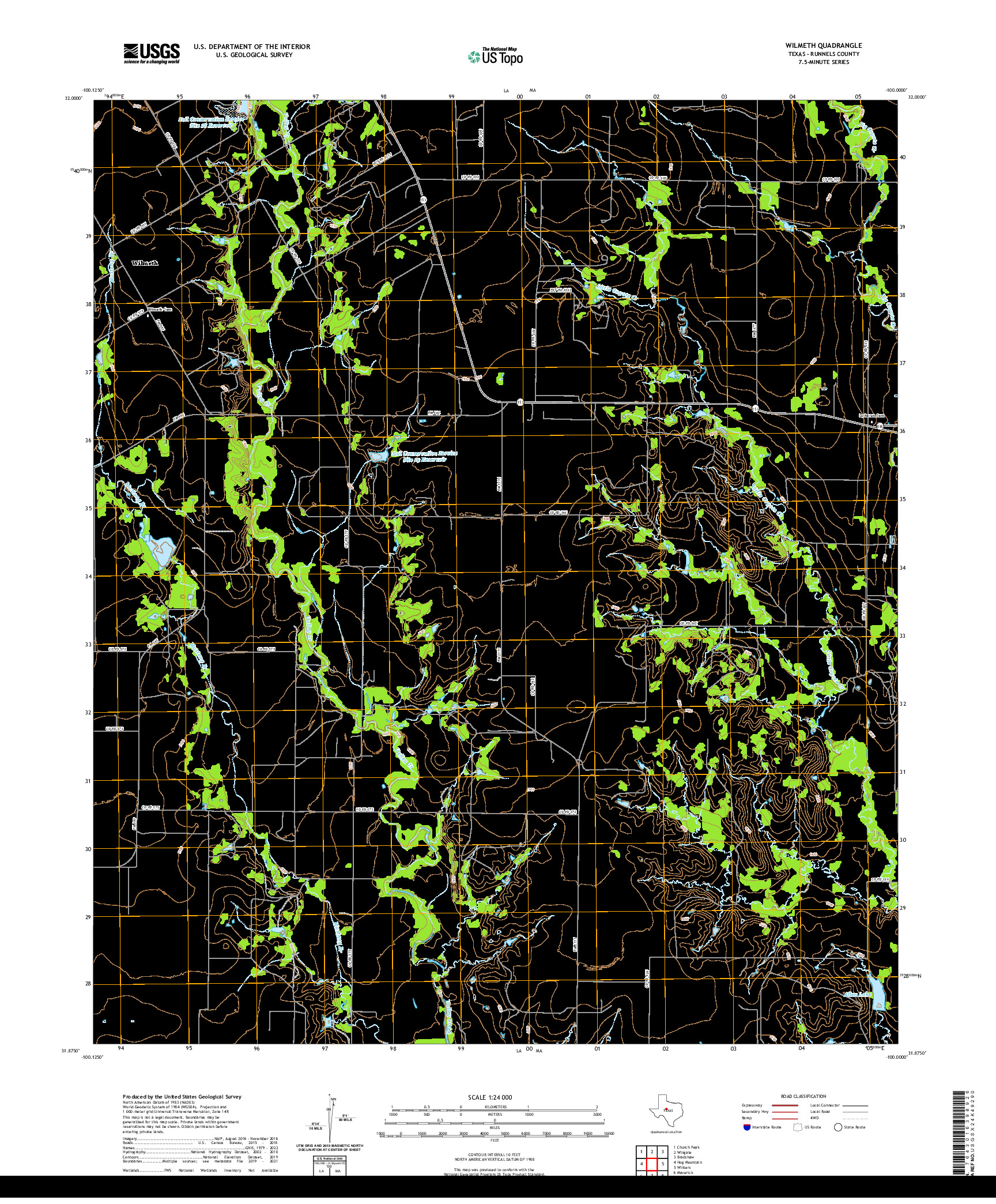 US TOPO 7.5-MINUTE MAP FOR WILMETH, TX