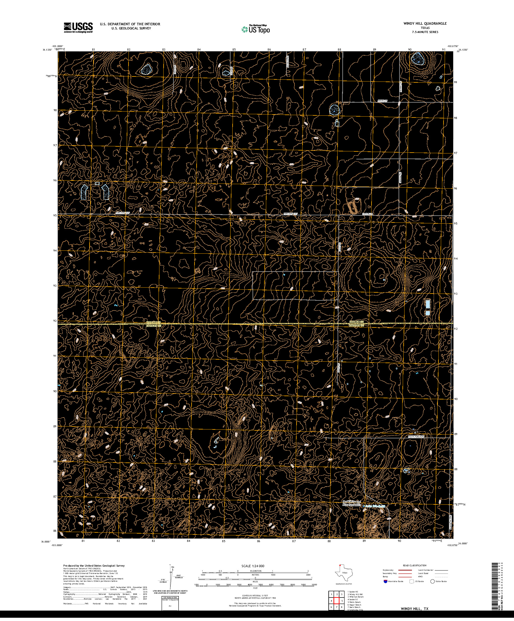 US TOPO 7.5-MINUTE MAP FOR WINDY HILL, TX