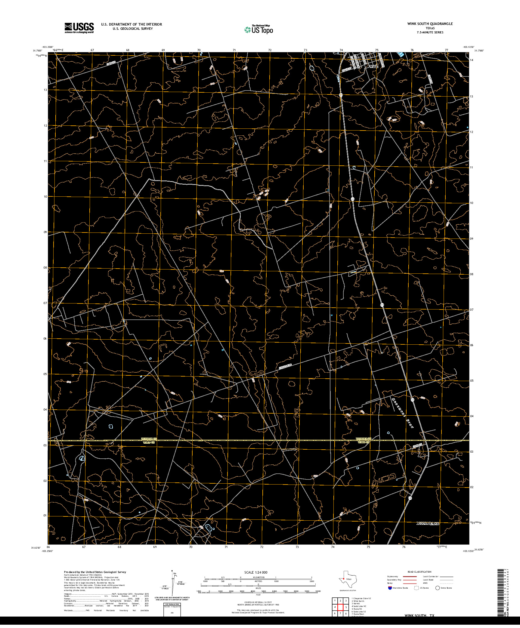 US TOPO 7.5-MINUTE MAP FOR WINK SOUTH, TX