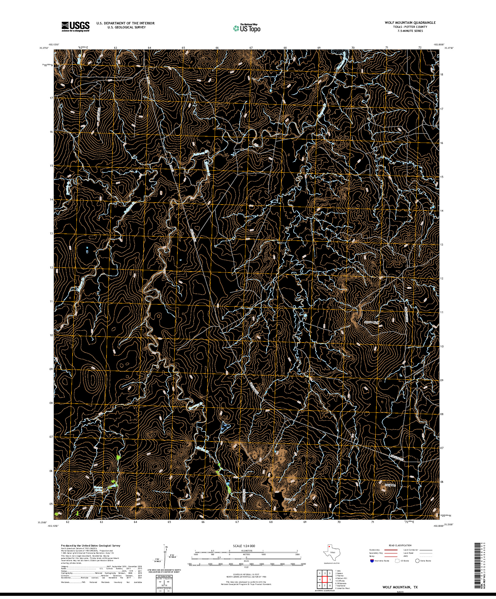 US TOPO 7.5-MINUTE MAP FOR WOLF MOUNTAIN, TX