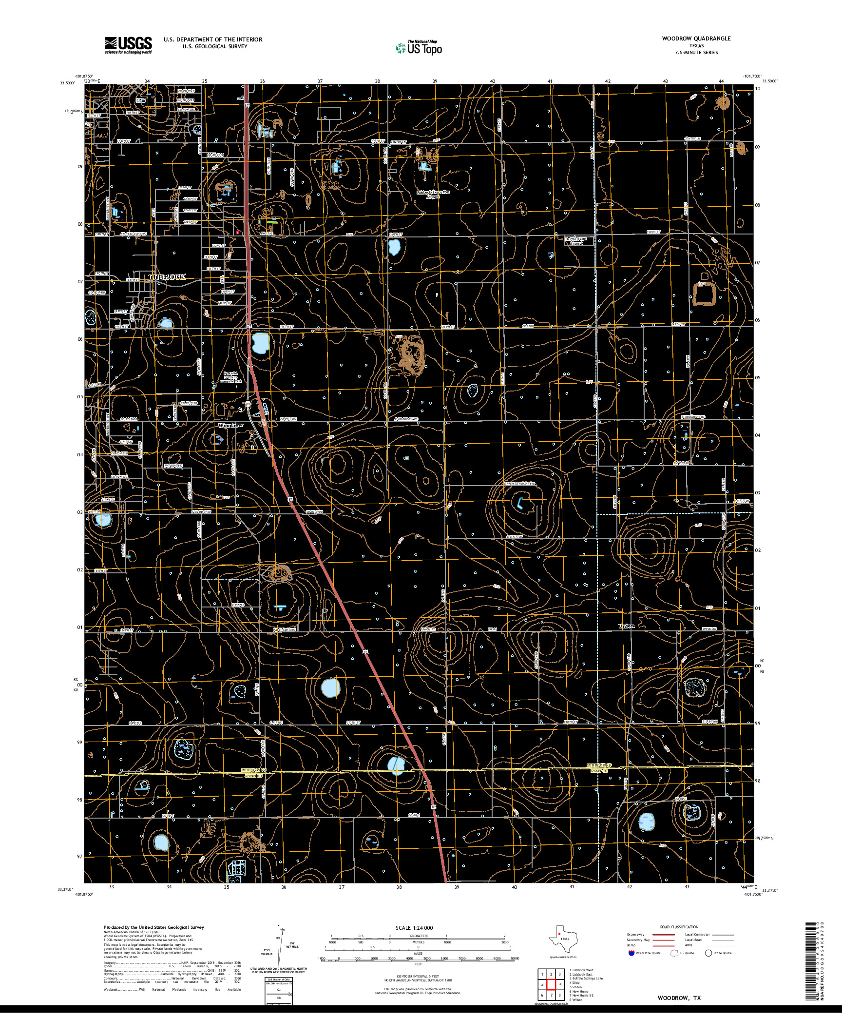 US TOPO 7.5-MINUTE MAP FOR WOODROW, TX