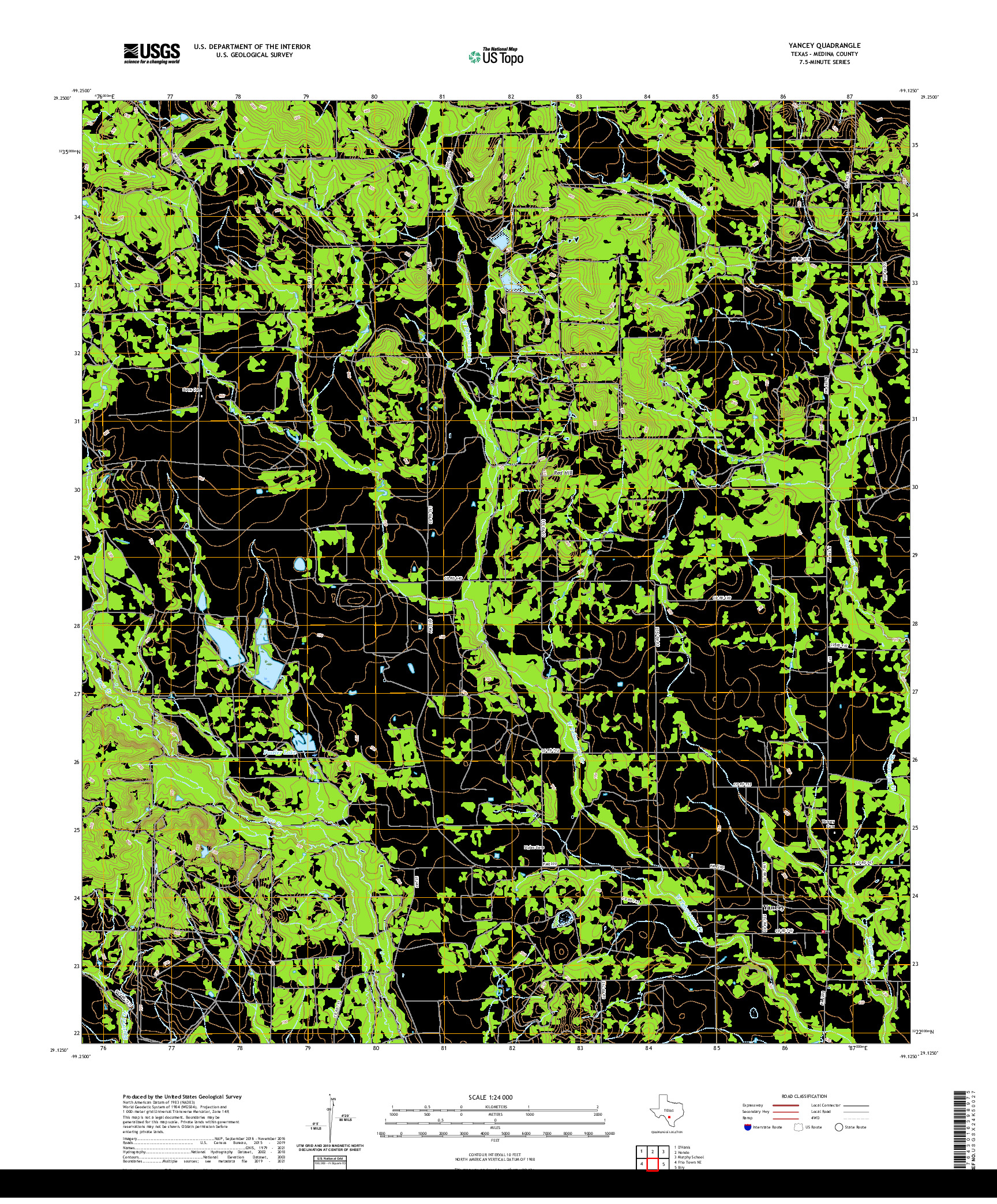 US TOPO 7.5-MINUTE MAP FOR YANCEY, TX