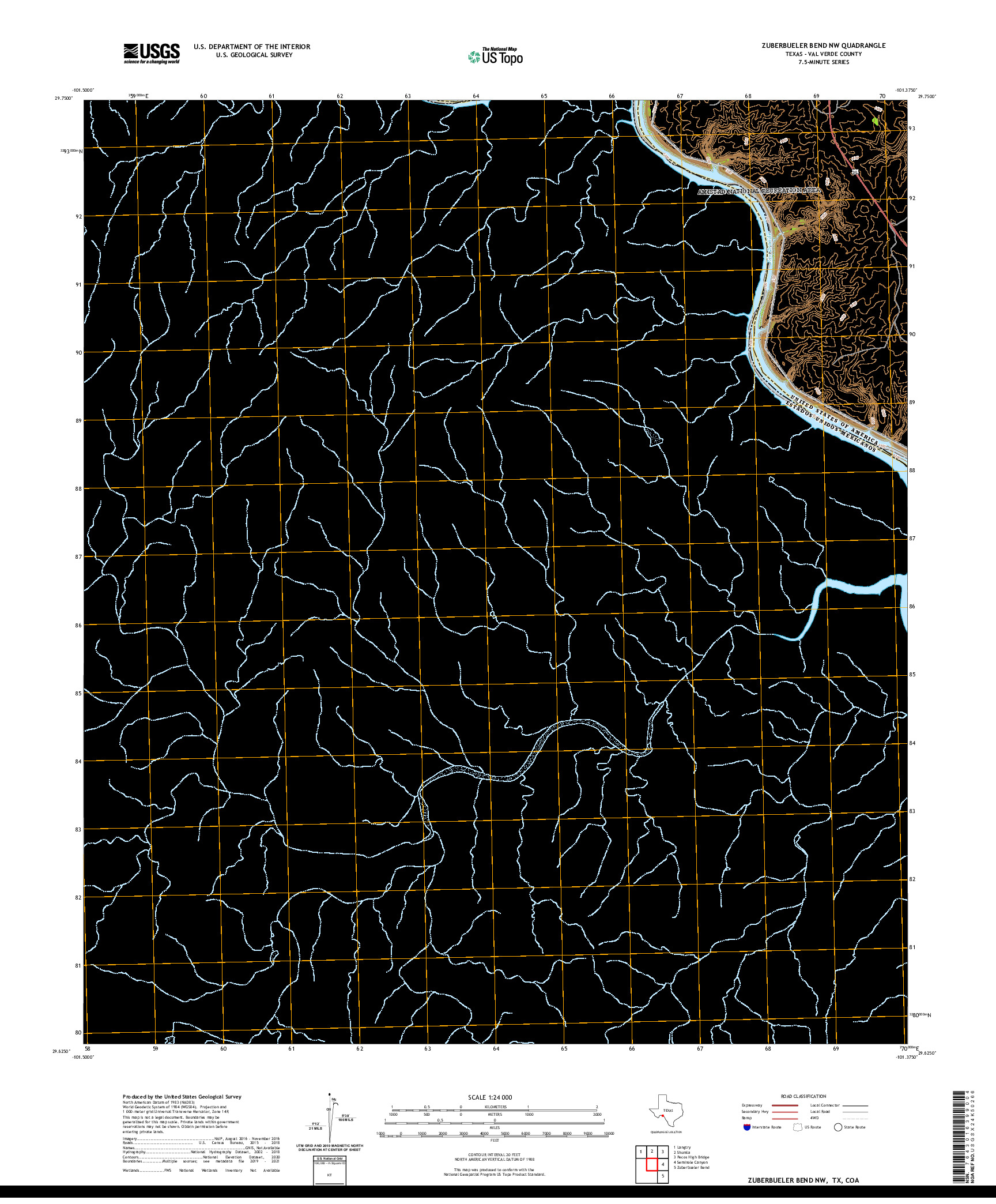 US TOPO 7.5-MINUTE MAP FOR ZUBERBUELER BEND NW, TX,COA