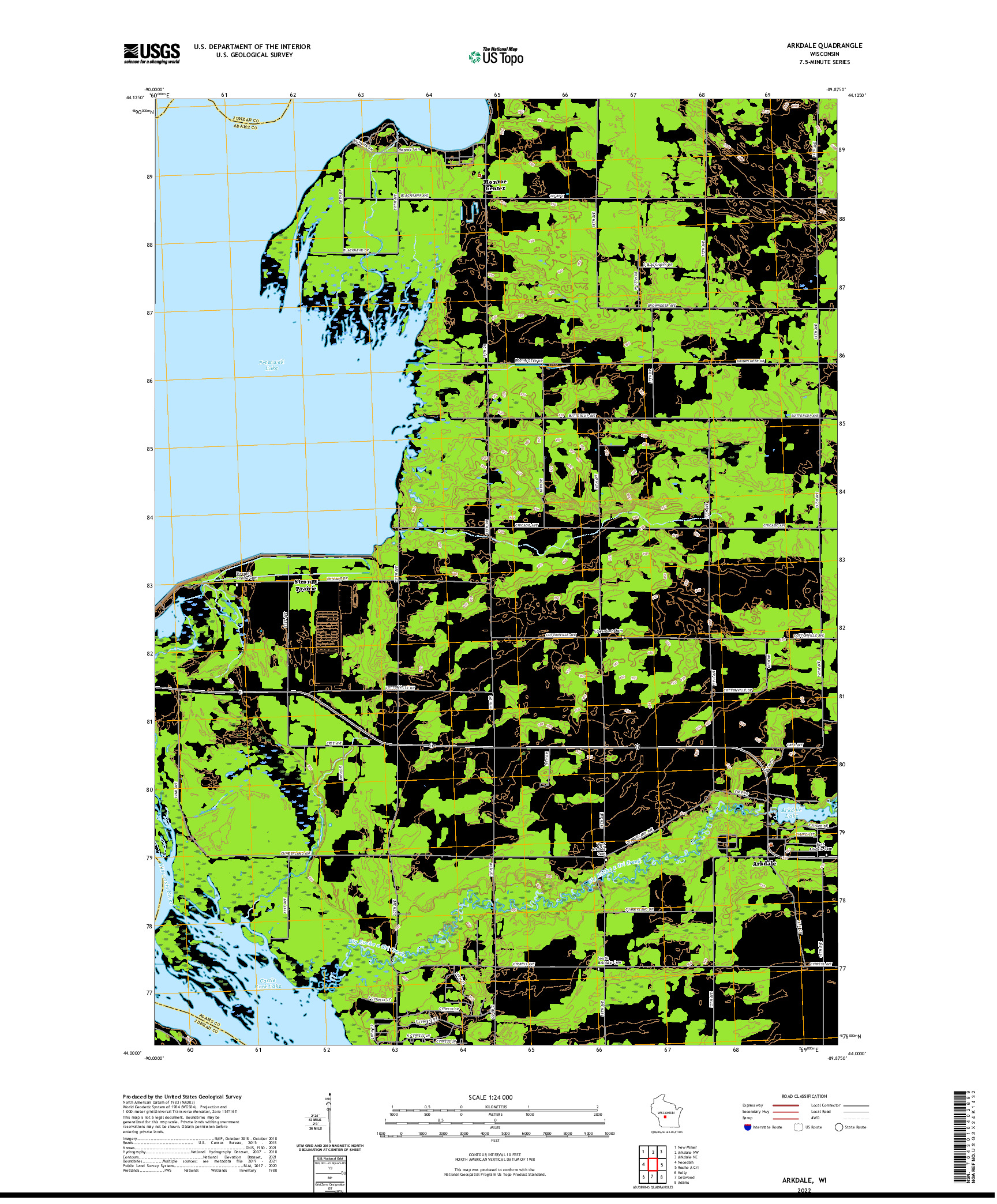 US TOPO 7.5-MINUTE MAP FOR ARKDALE, WI