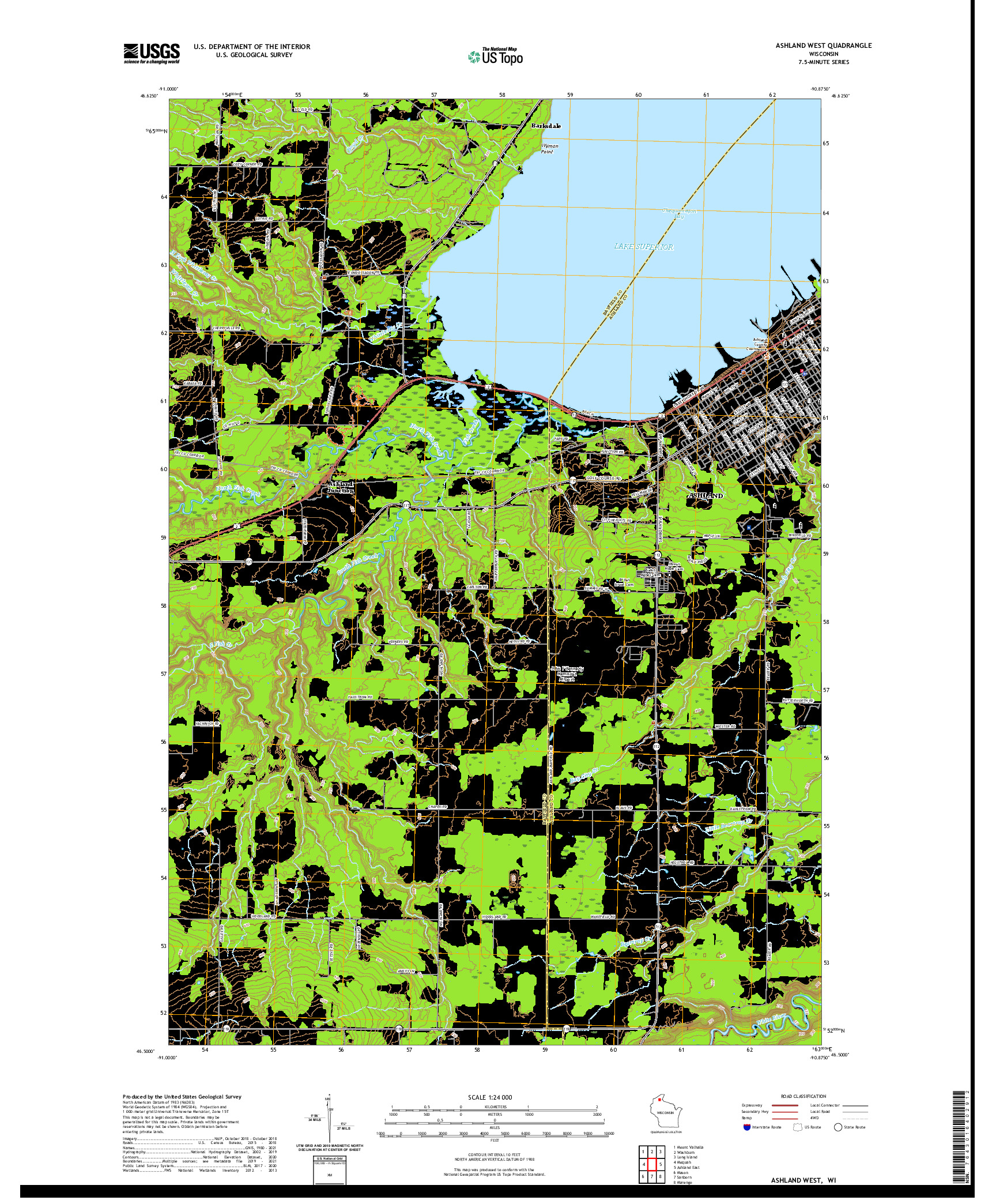 US TOPO 7.5-MINUTE MAP FOR ASHLAND WEST, WI