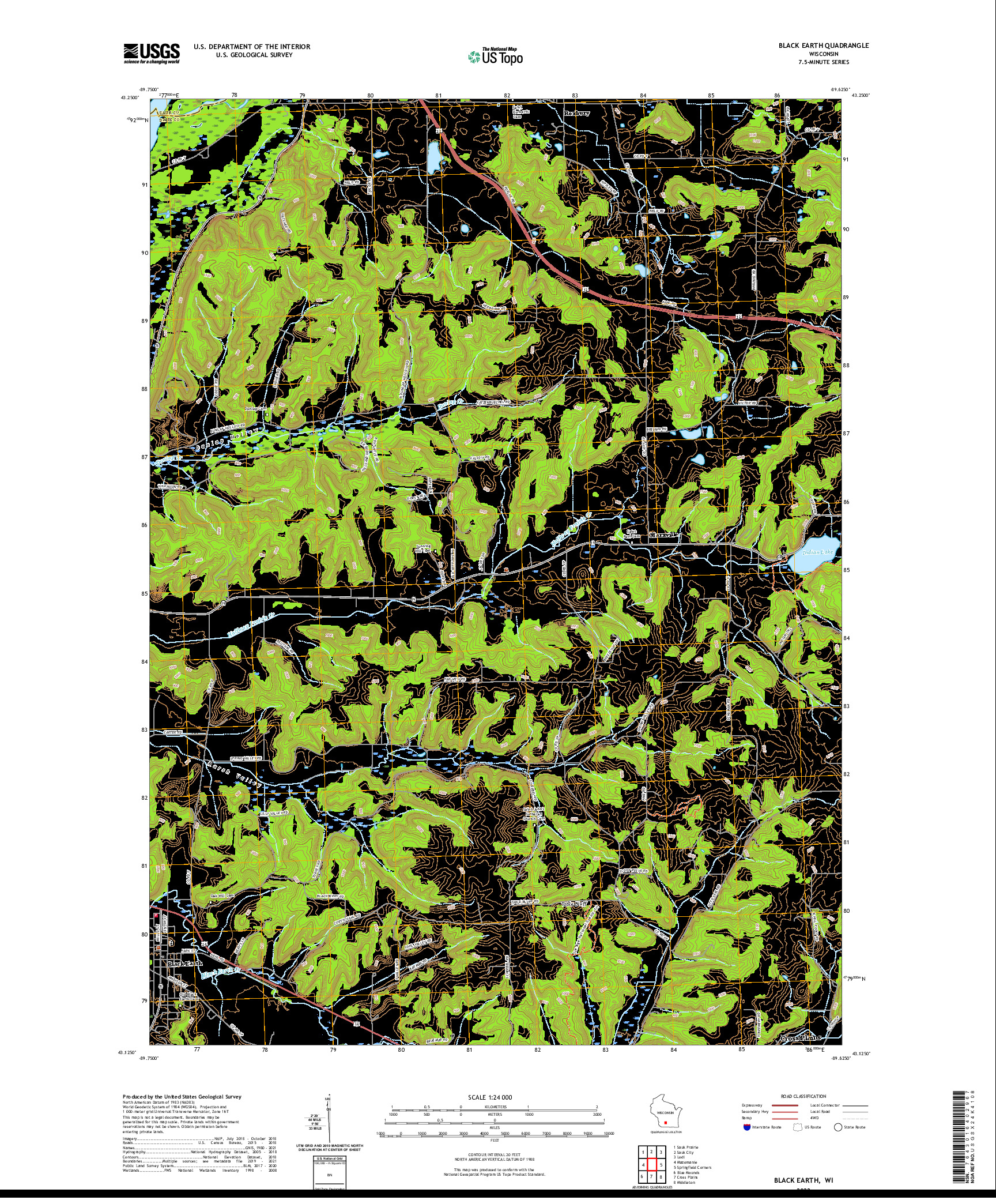 US TOPO 7.5-MINUTE MAP FOR BLACK EARTH, WI