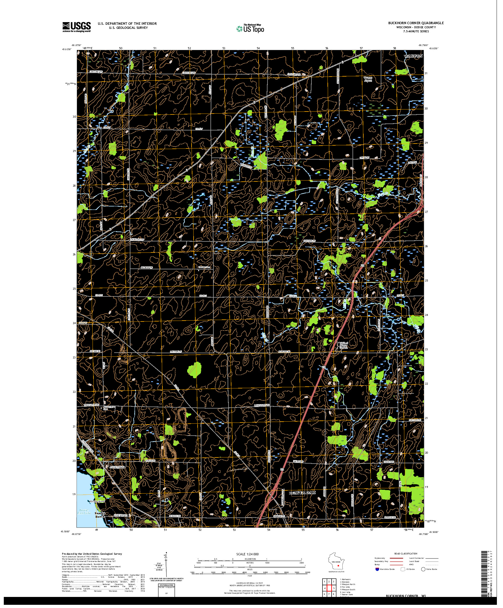 US TOPO 7.5-MINUTE MAP FOR BUCKHORN CORNER, WI